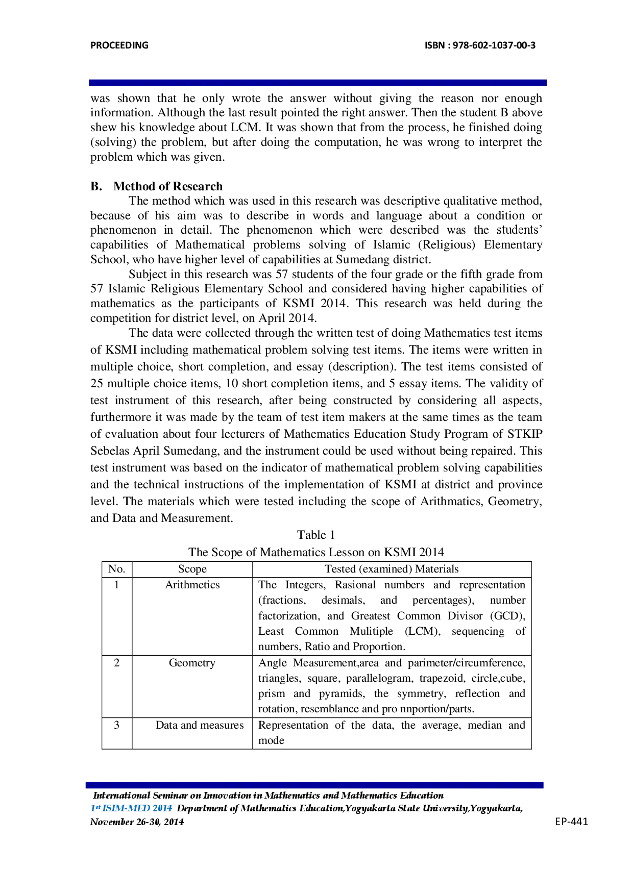 juris An Analysis of Mathematical Problem Solving Ability of High Capability Students of the Islamic Elementary Schools at Sumedang