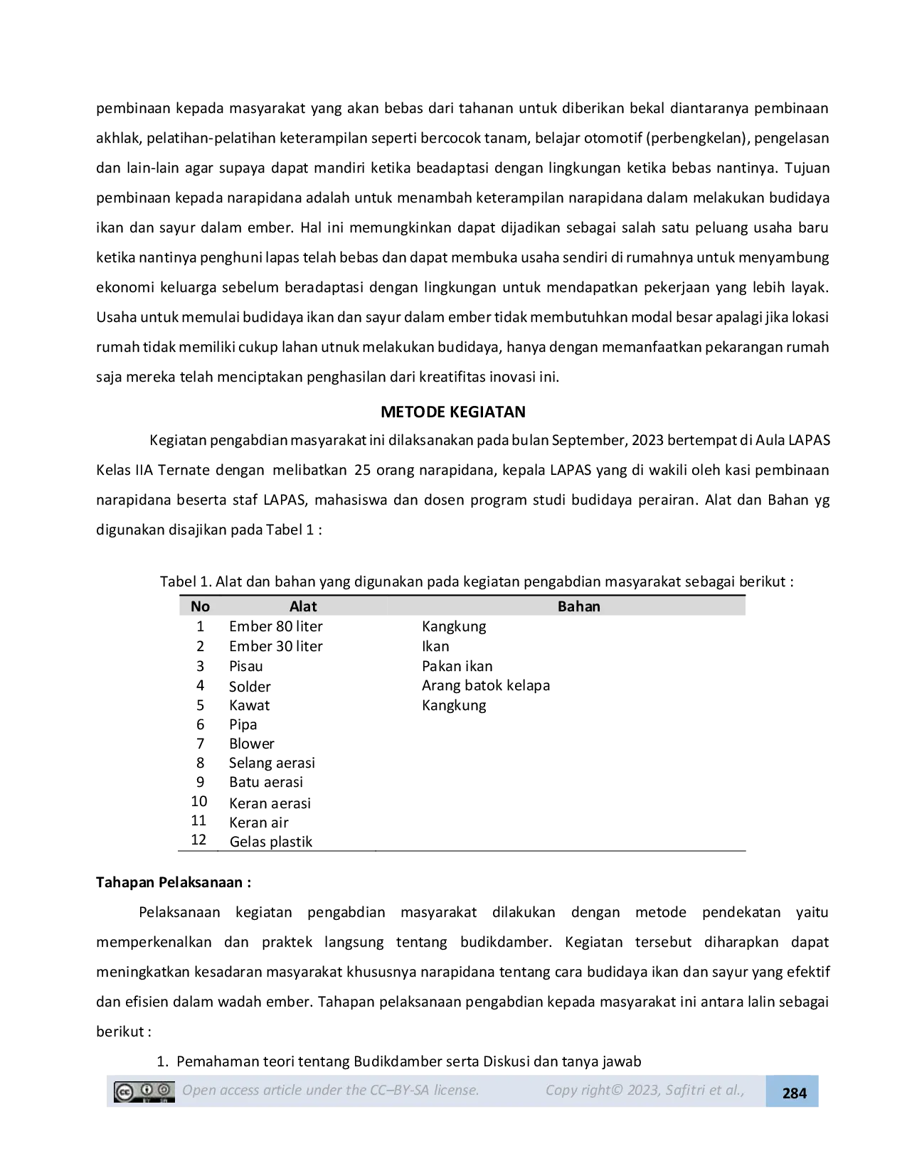 JURIS Pembinaan Narapidana di Lembaga Pemasyarakatan Lapas Kelas IIA Ternate Melalui Pelatihan Budidaya Ikan dan Sayur dalam Ember