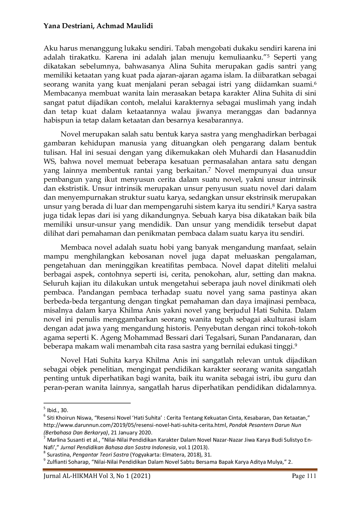 JURIS Pendidikan Karakter Islami Wanita Dalam Novel Hati Suhita Karya Khilma Anis