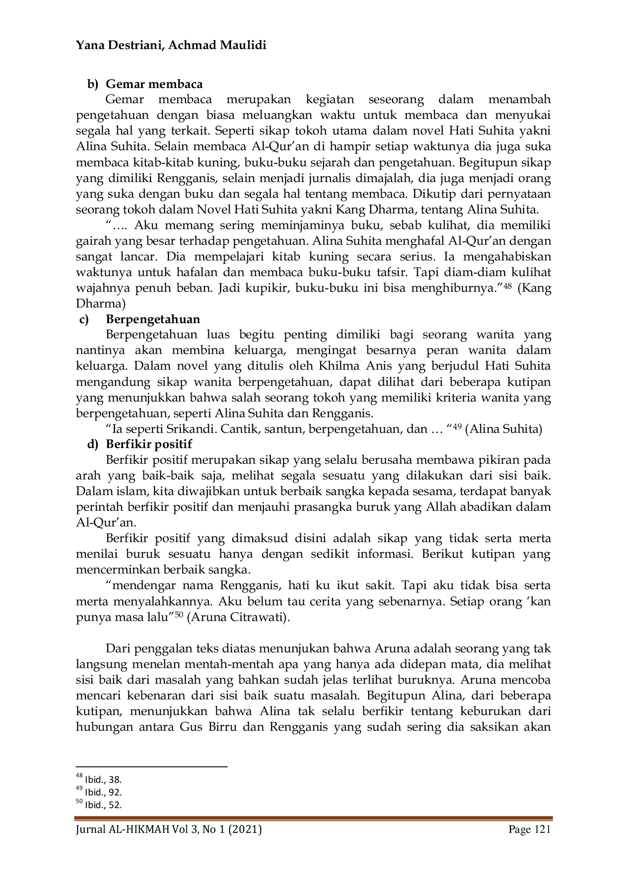 JURIS Pendidikan Karakter Islami Wanita Dalam Novel Hati Suhita Karya Khilma Anis