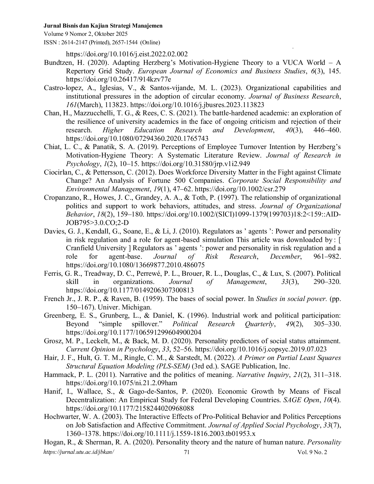 JURIS Persepsi Politik Turnover Intention dan Negligent Behavior Karyawan Swasta di Aceh