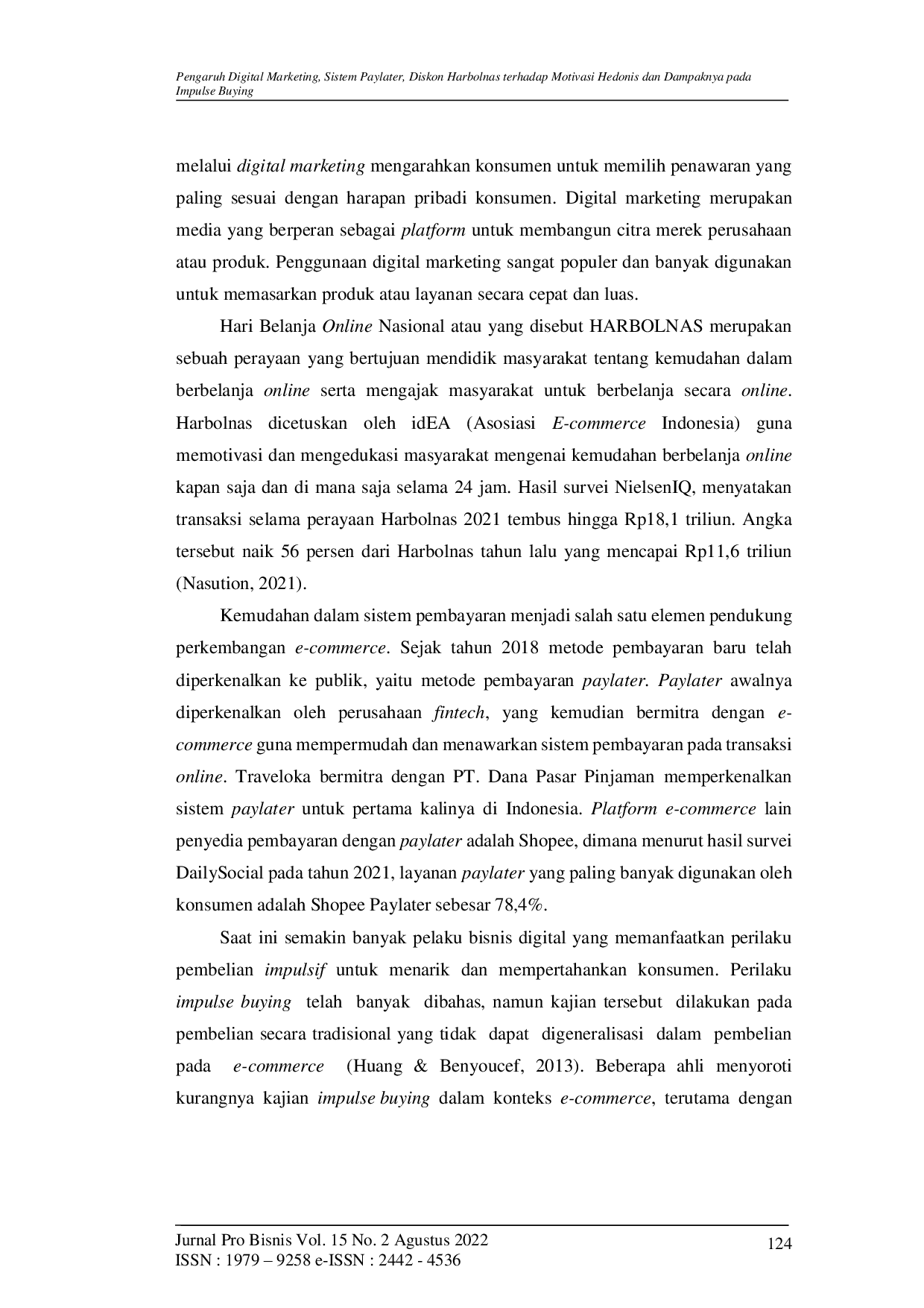 JURIS Pengaruh Digital Marketing Sistem Paylater Diskon Harbolnas Terhadap Motivasi Hedonis Dan Dampaknya Pada Impulse Buying