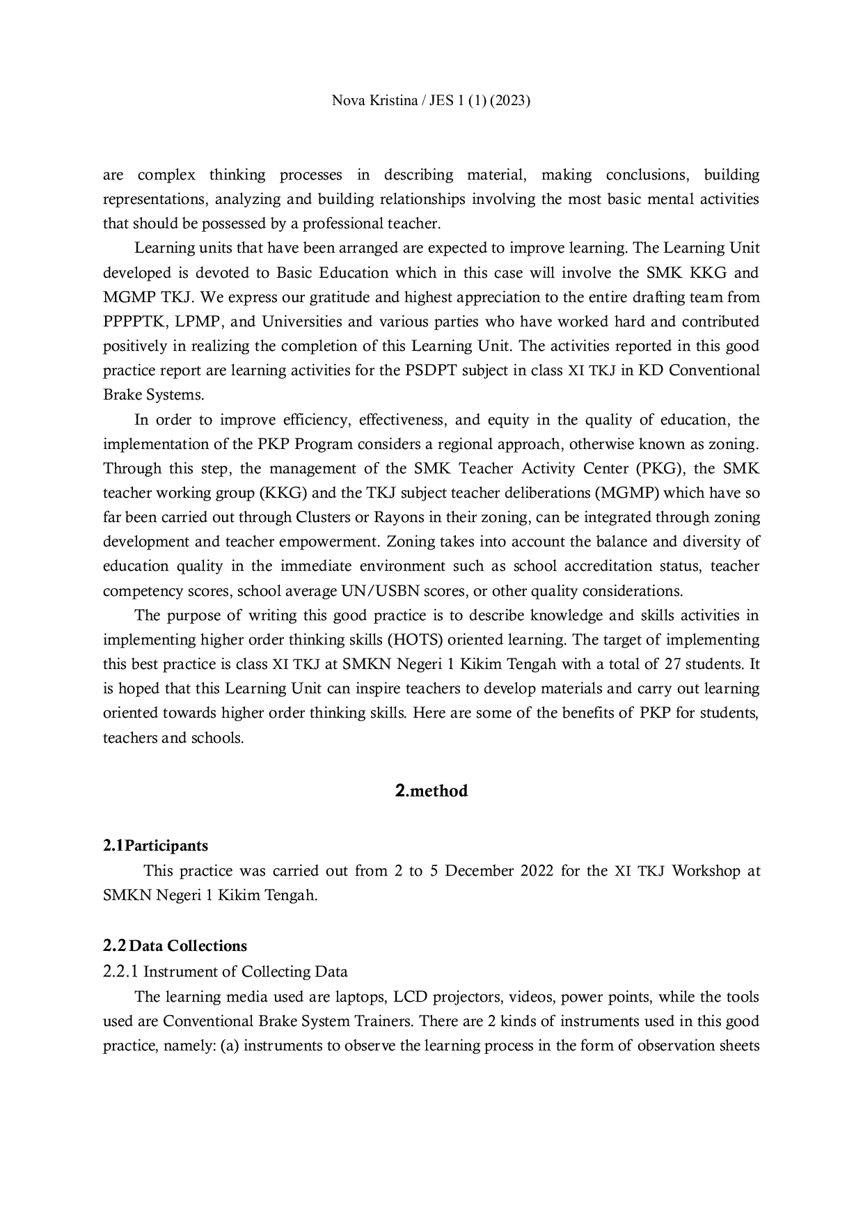 JURIS The Application of Learning through a Scientific Approach based on Project based Learning with Hots Orientation