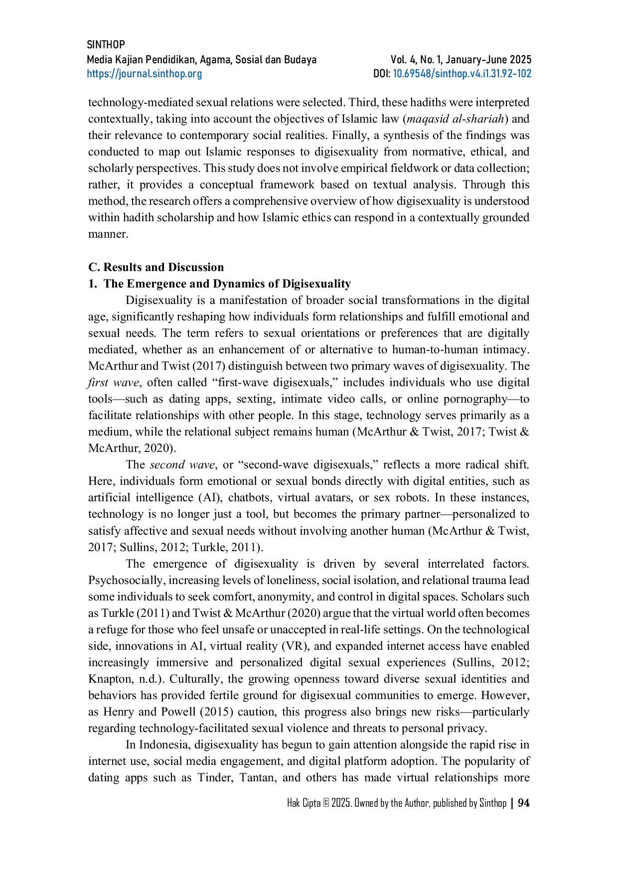 JURIS Digisexuality in the Digital Age A Critical Hadith Based Analysis of Islamic Sexual Ethics and Contemporary Challenges