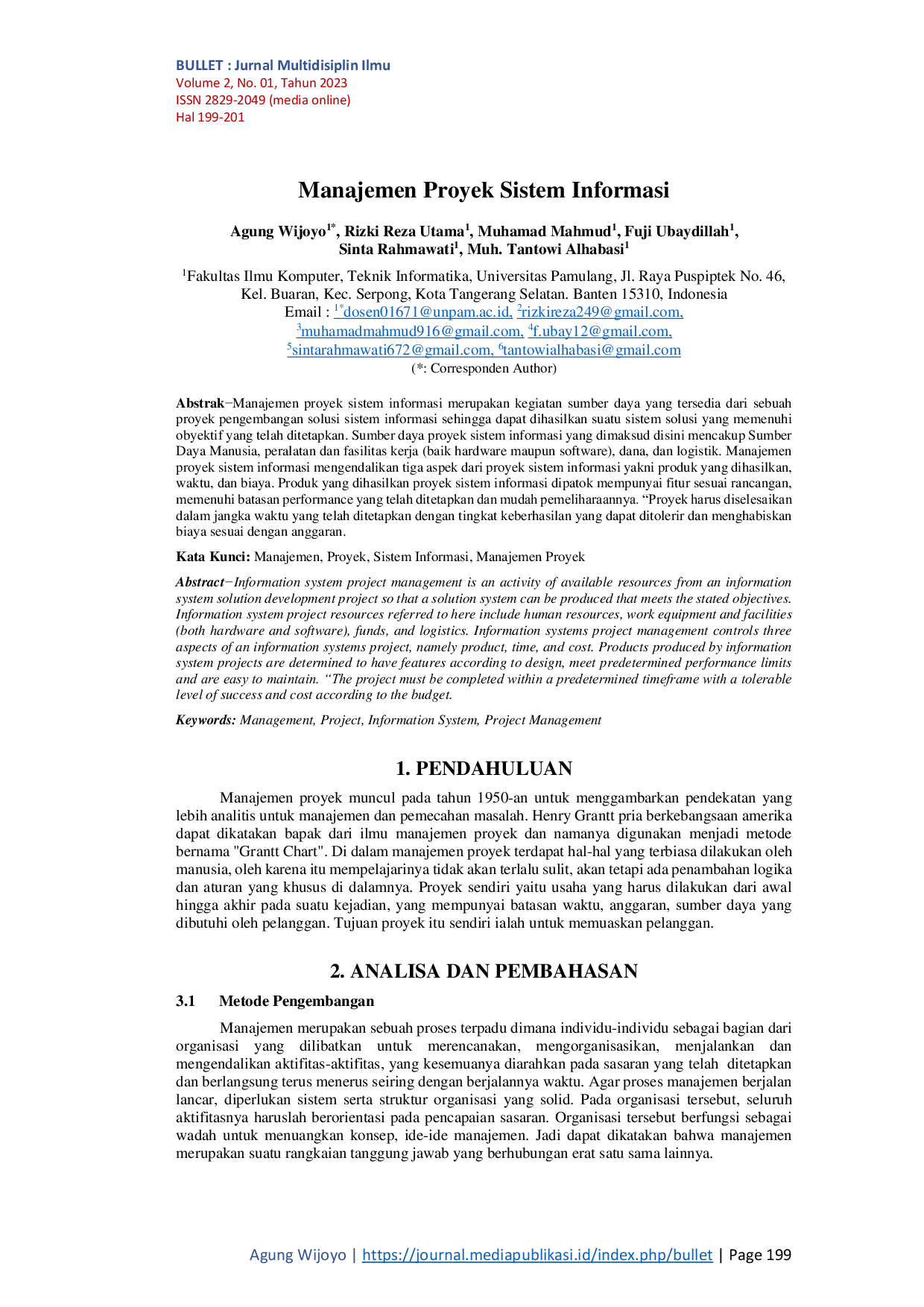 JURIS Manajemen Proyek Sistem Informasi