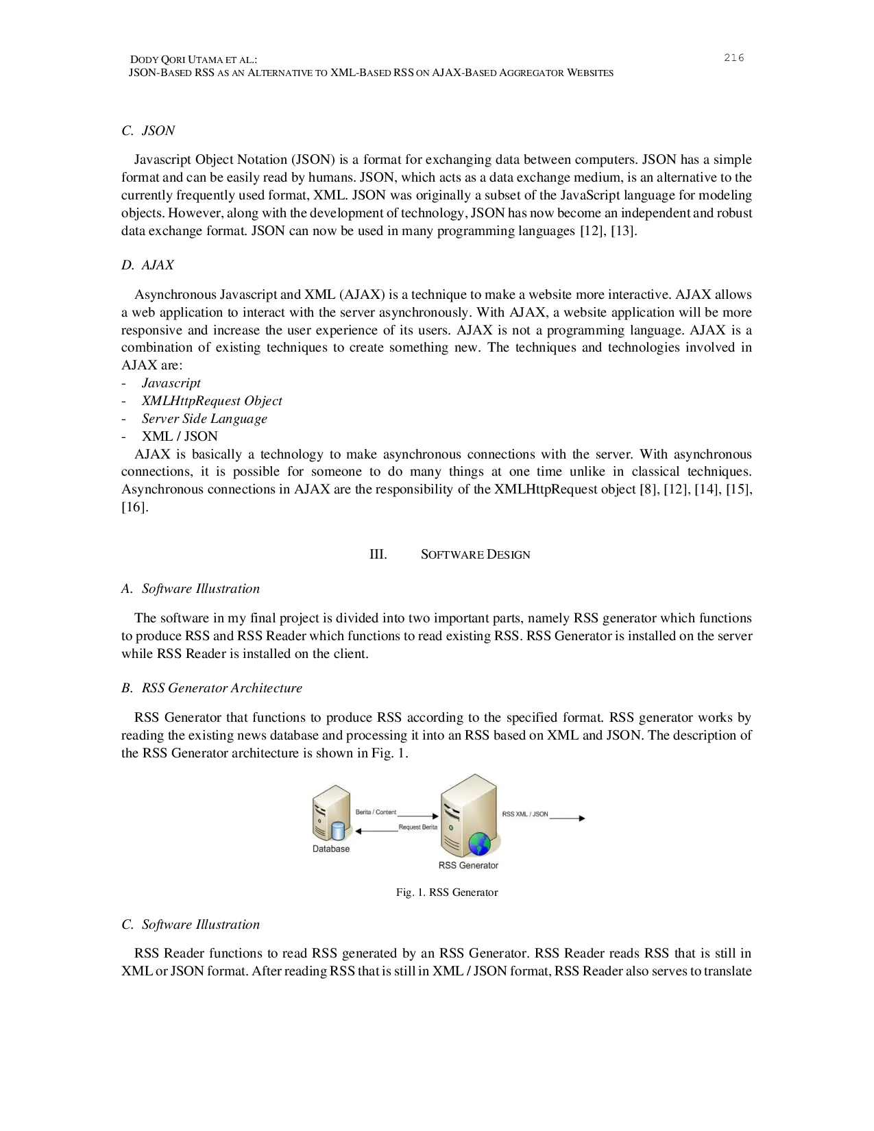 JURIS JSON Based RSS as an Alternative to XML Based RSS on AJAX Based Aggregator Websites