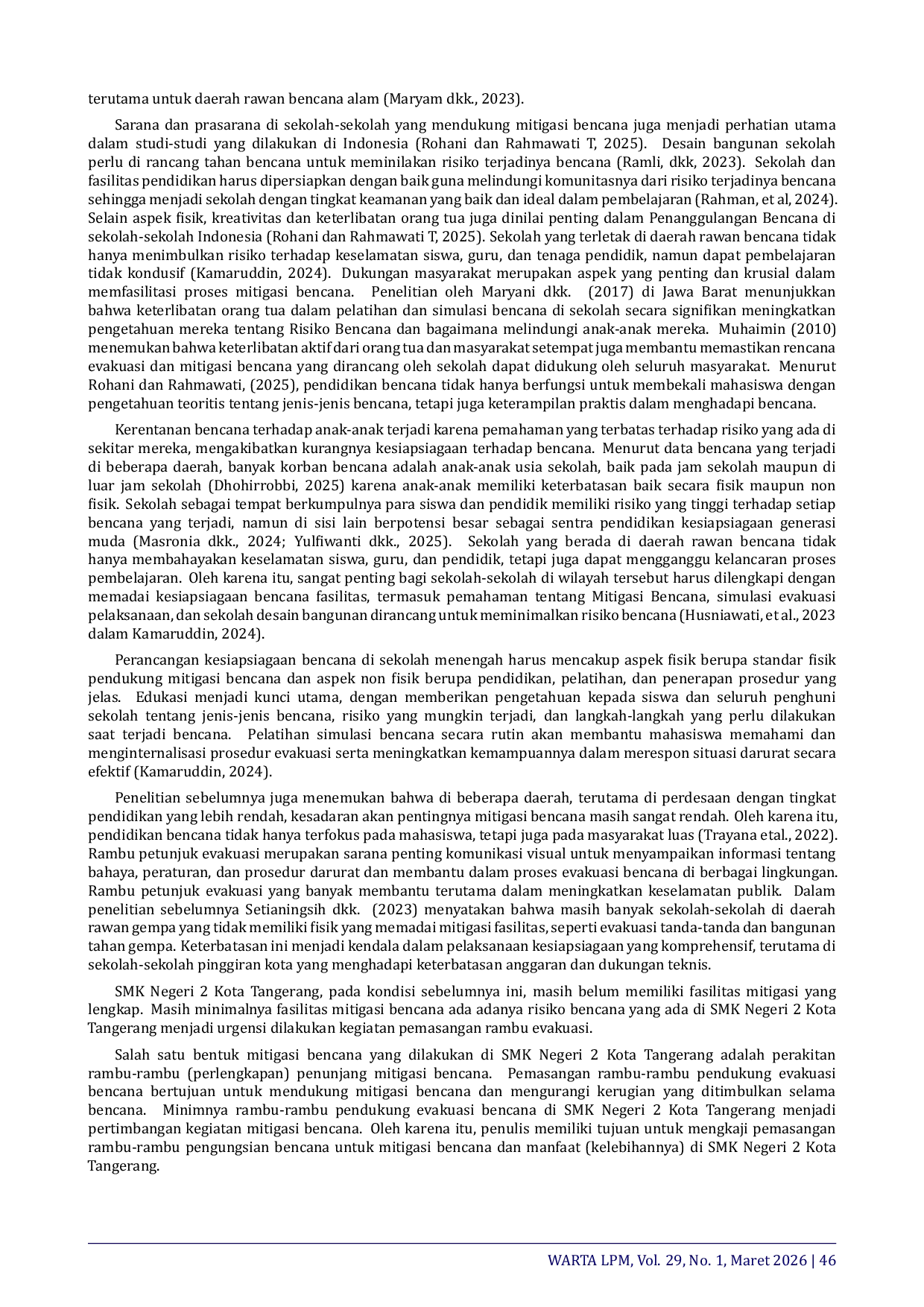 JURIS Assembly of Disaster Evacuation Signs for Disaster Mitigation at State Vocational School 2 Tangerang City