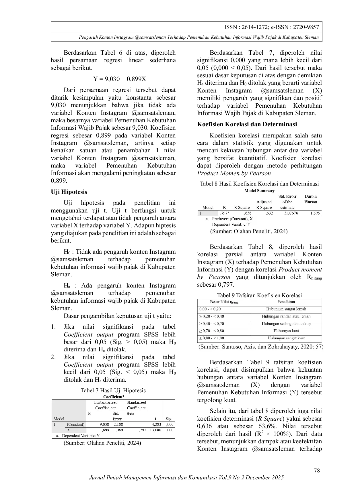 JURIS Pengaruh Konten Instagram samsatsleman Terhadap Pemenuhan Kebutuhan Informasi Wajib Pajak di Kabupaten Sleman