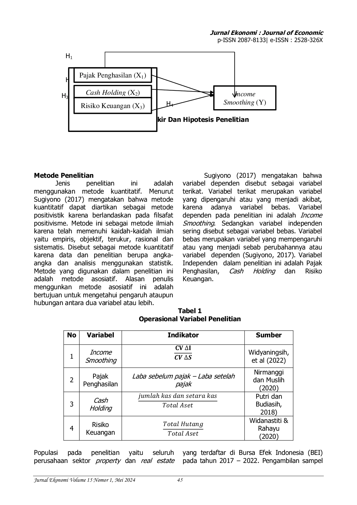 JURIS Pengaruh Pajak Penghasilan Cash Holding dan Risiko Keuangan Terhadap Income Smoothing