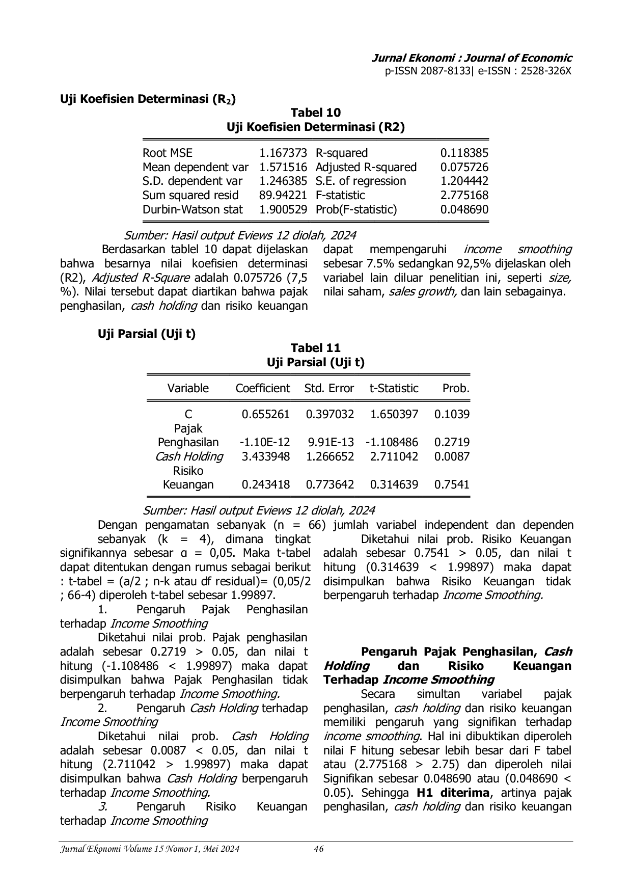 JURIS Pengaruh Pajak Penghasilan Cash Holding dan Risiko Keuangan Terhadap Income Smoothing