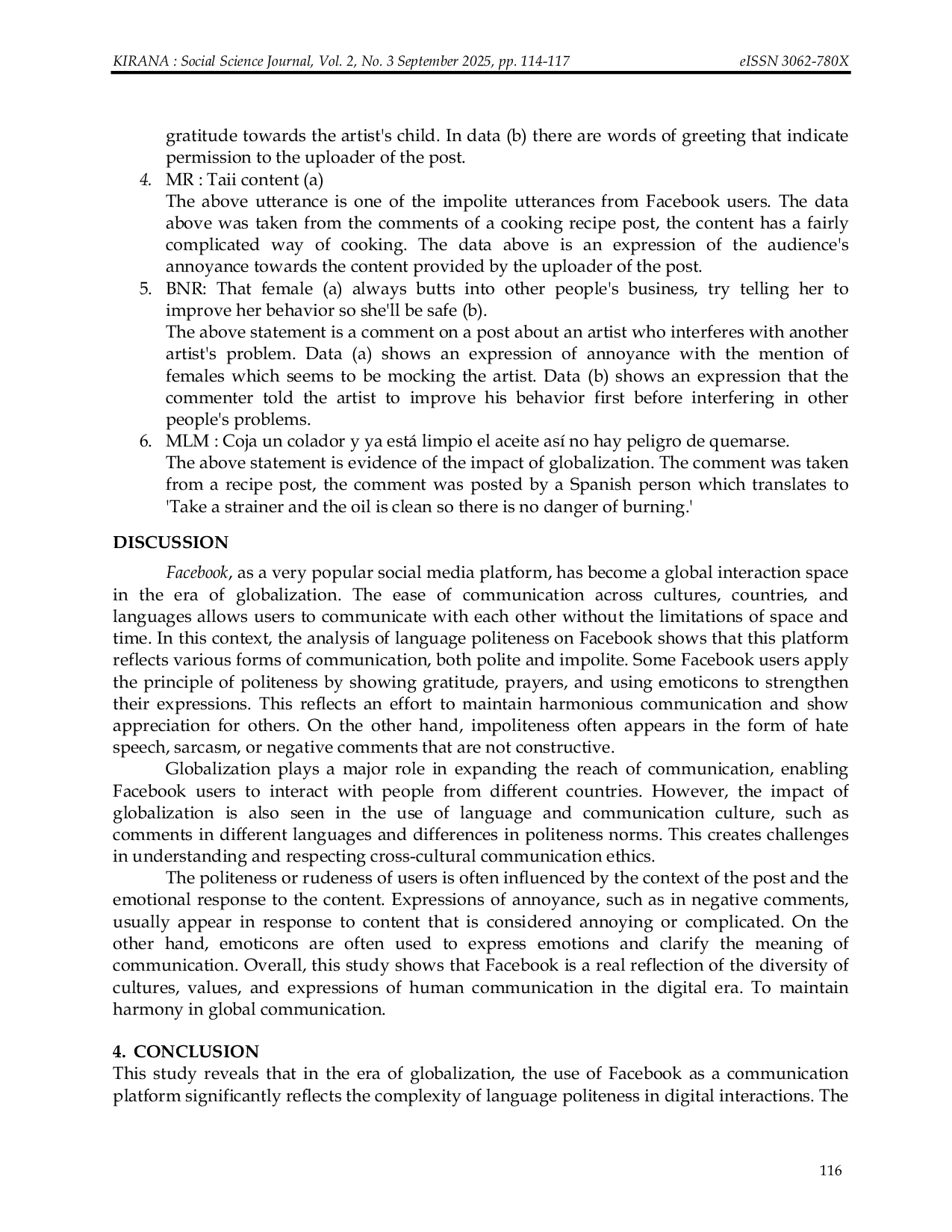 JURIS Analysis of Language and Communication Politeness in The Globalization Era Using the Facebook Application