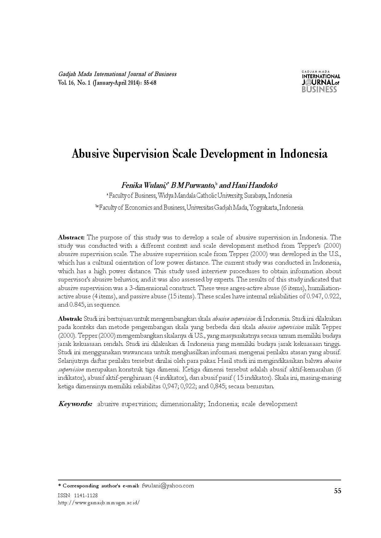 juris Abusive Supervision Scale Development in Indonesia