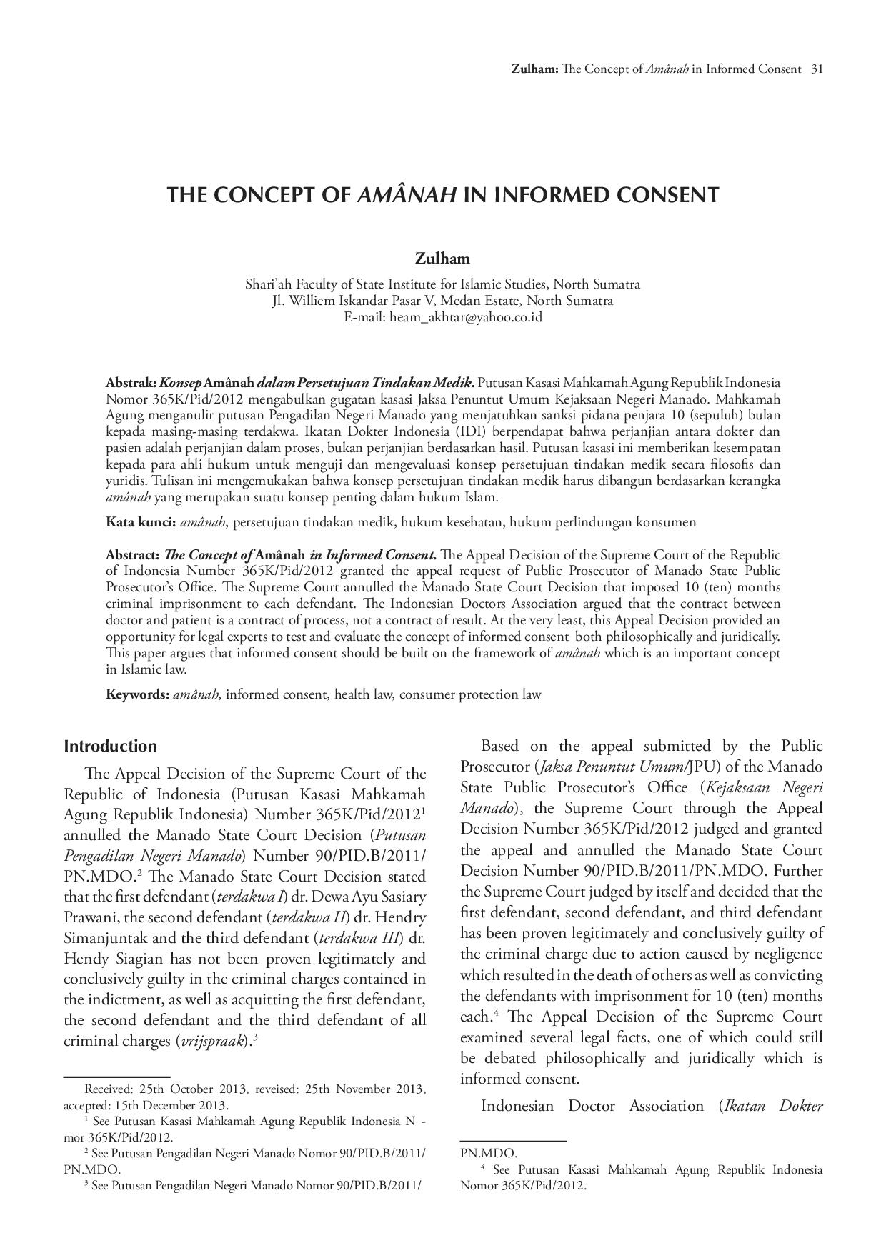 juris The Concept of Am nah in Informed Consent