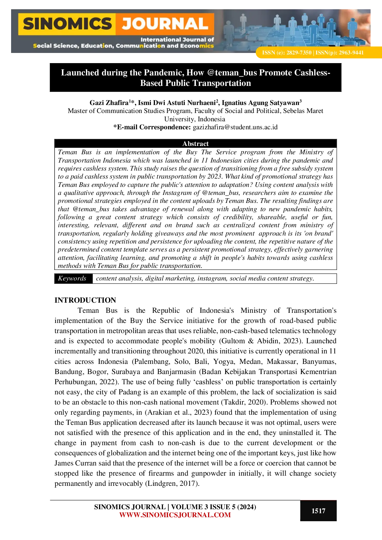 JURIS Launched during the Pandemic How teman bus Promote Cashless Based Public Transportation