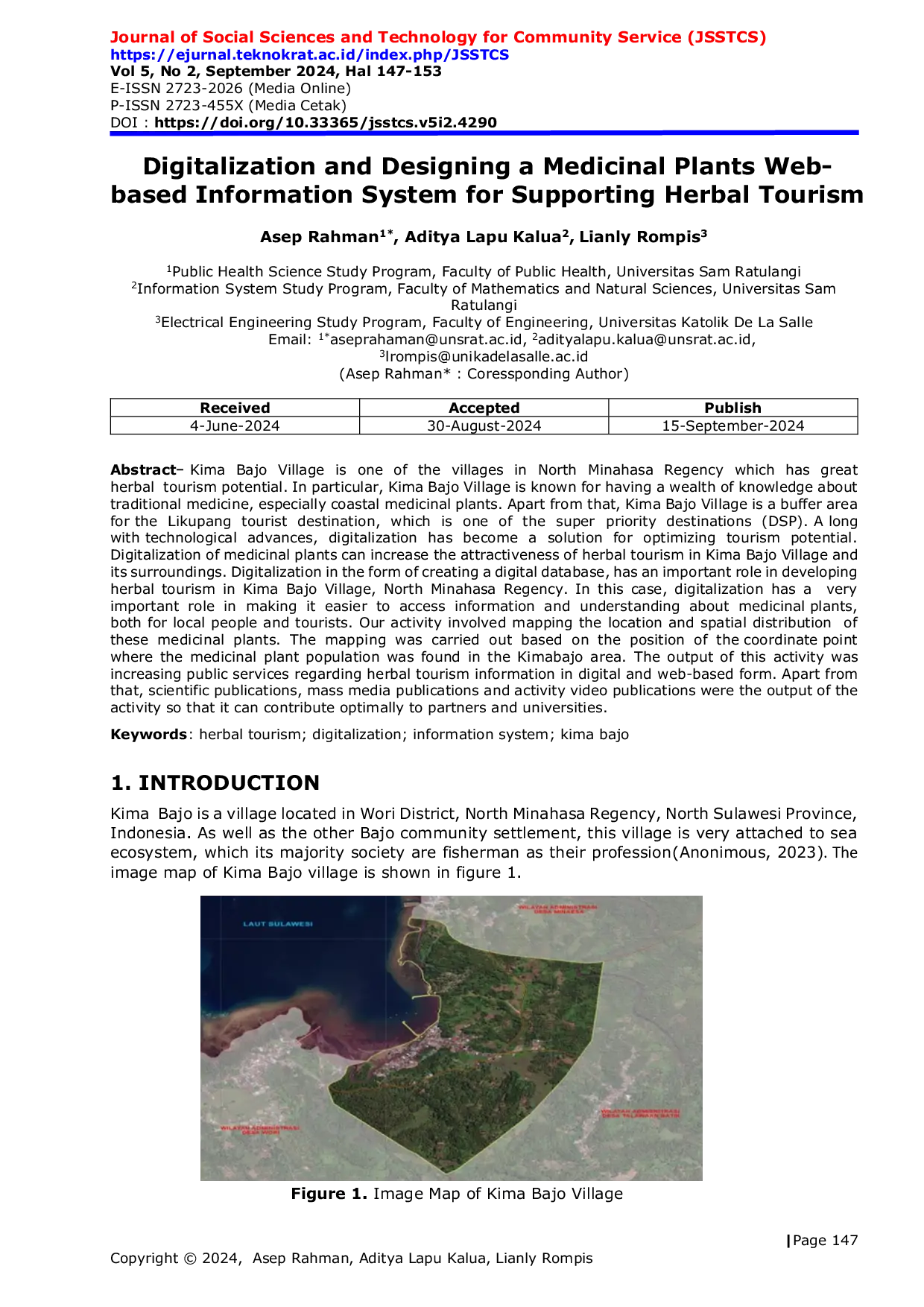 JURIS Digitalization and Designing a Medicinal Plants Web based Information System for Supporting Herbal Tourism in Kima Bajo Village North Minahasa Regency