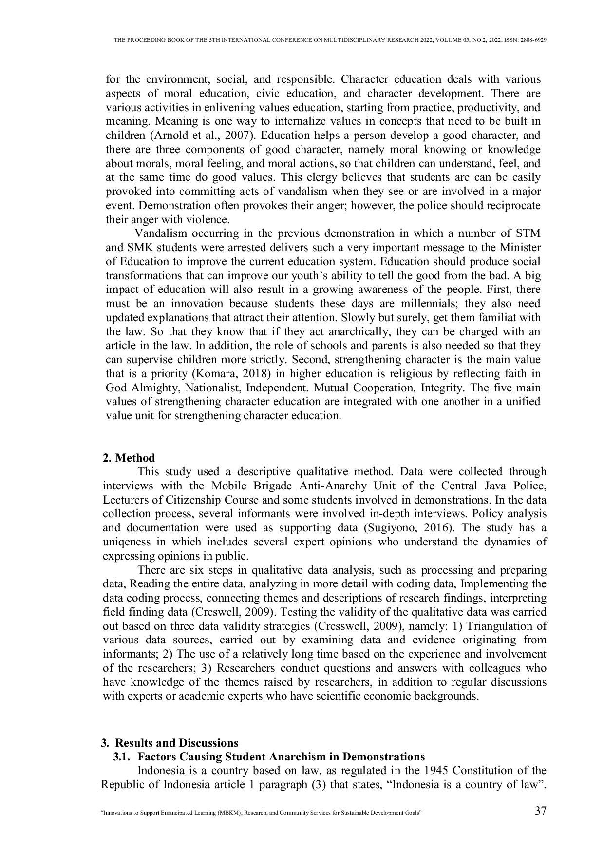 JURIS Prevention of Anarchist Demonstrations through Character Education in University