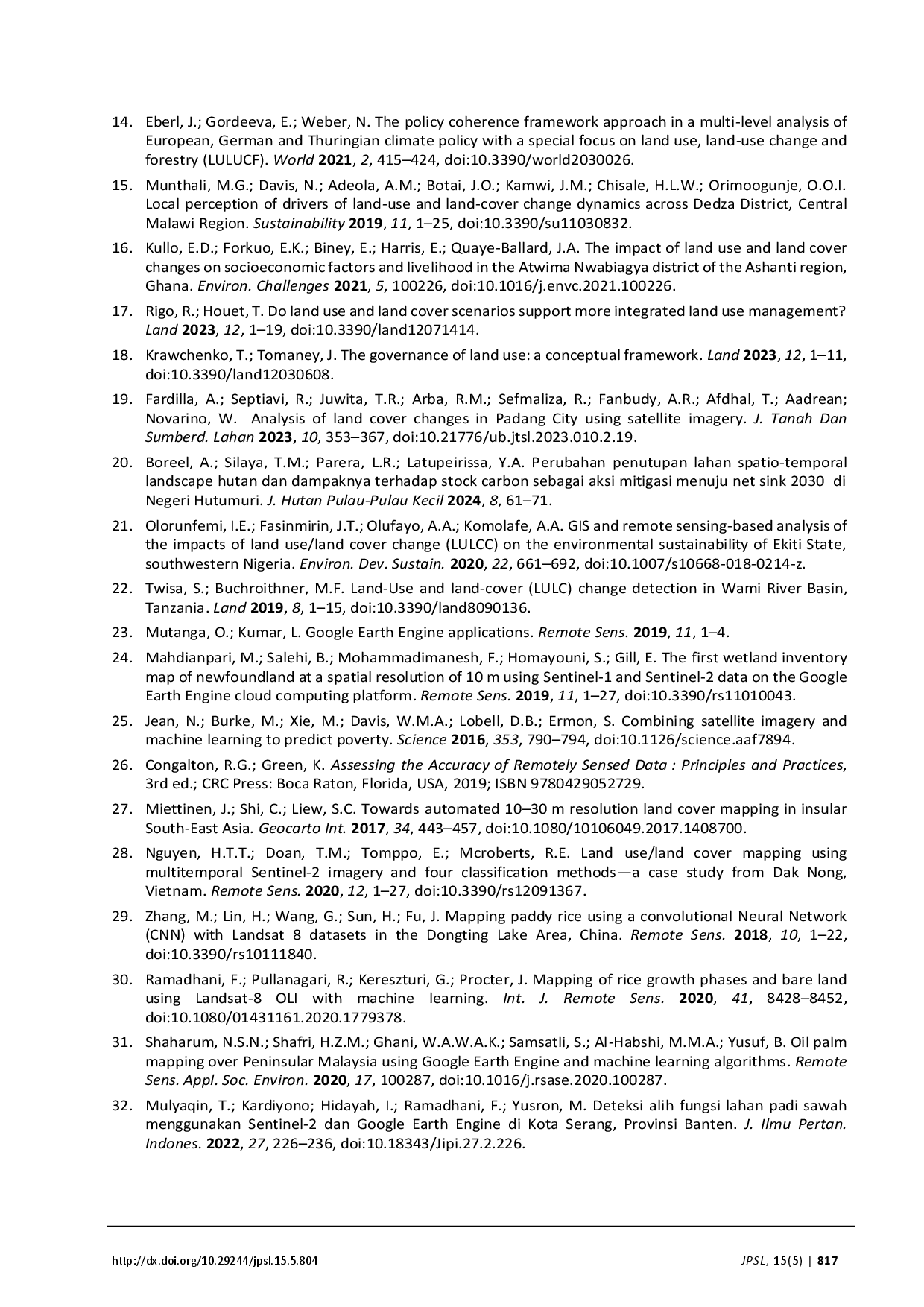 juris Land Use Change and Future Prediction in Banggai Islands Regency Central Sulawesi Indonesia
