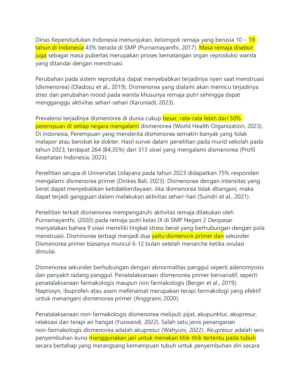 JURIS Pengaruh Terapi Akupresur Terhadap Penurunan Intensitas Dismenorea Di SMPN 1 Blahbatuh