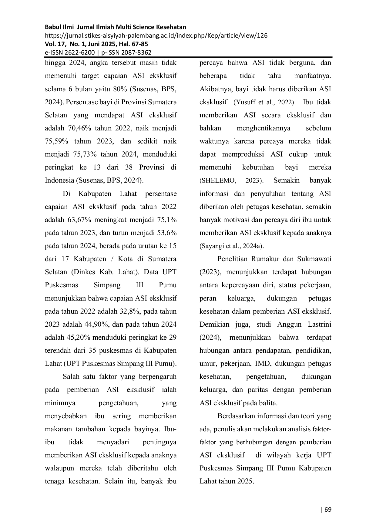 JURIS Faktor Faktor Yang Berhubungan Dengan Pemberian Asi Eksklusif