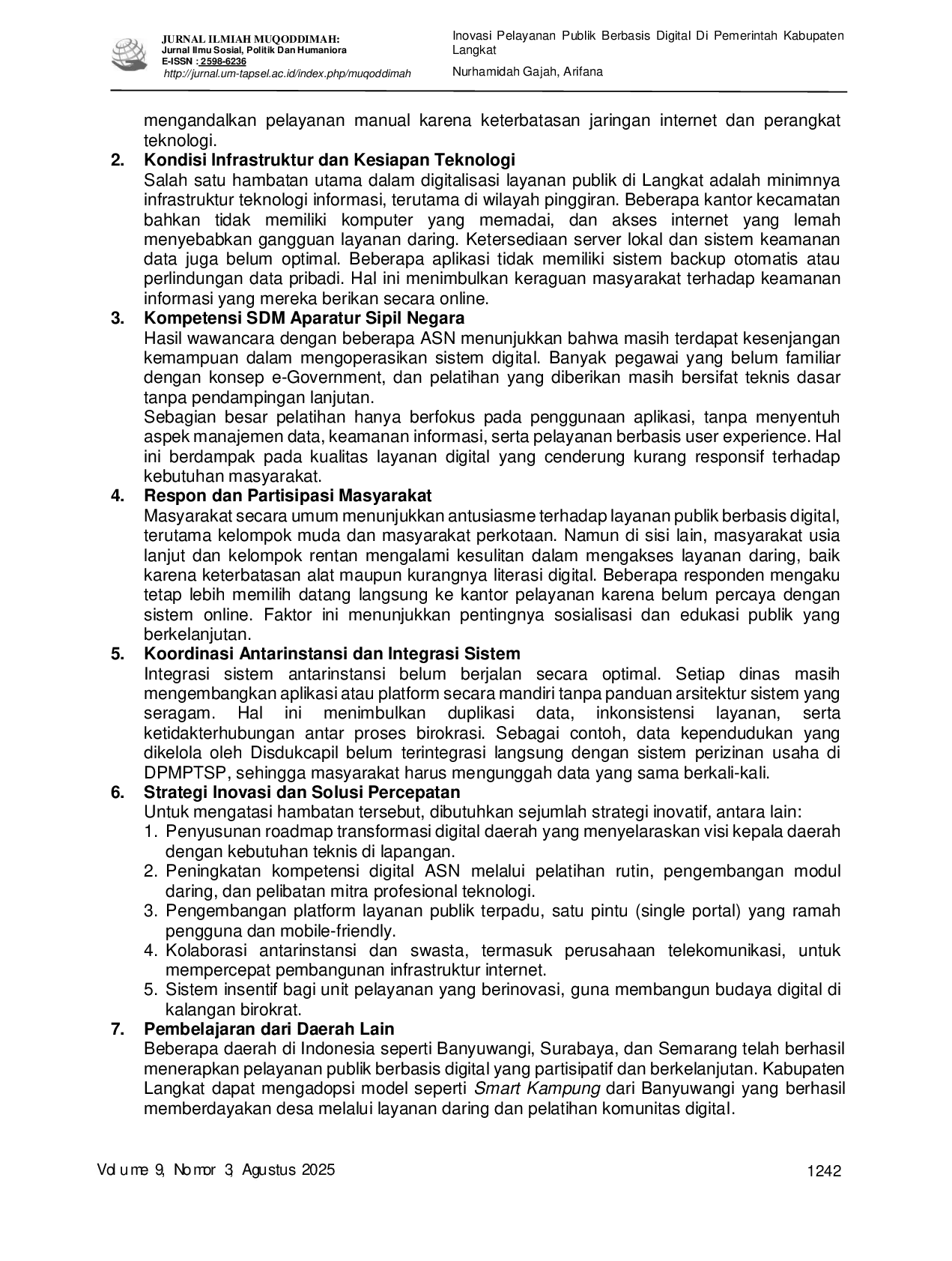 JURIS Inovasi Pelayanan Publik Berbasis Digital Di Pemerintah Kabupaten Langkat