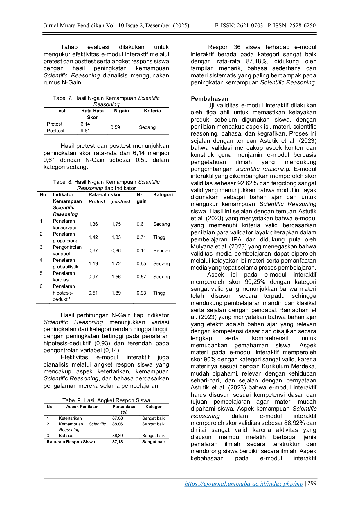 JURIS Pengembangan E Modul Interaktif untuk Meningkatkan Kemampuan Scientific Reasoning pada Pembelajaran IPA Siswa SMP