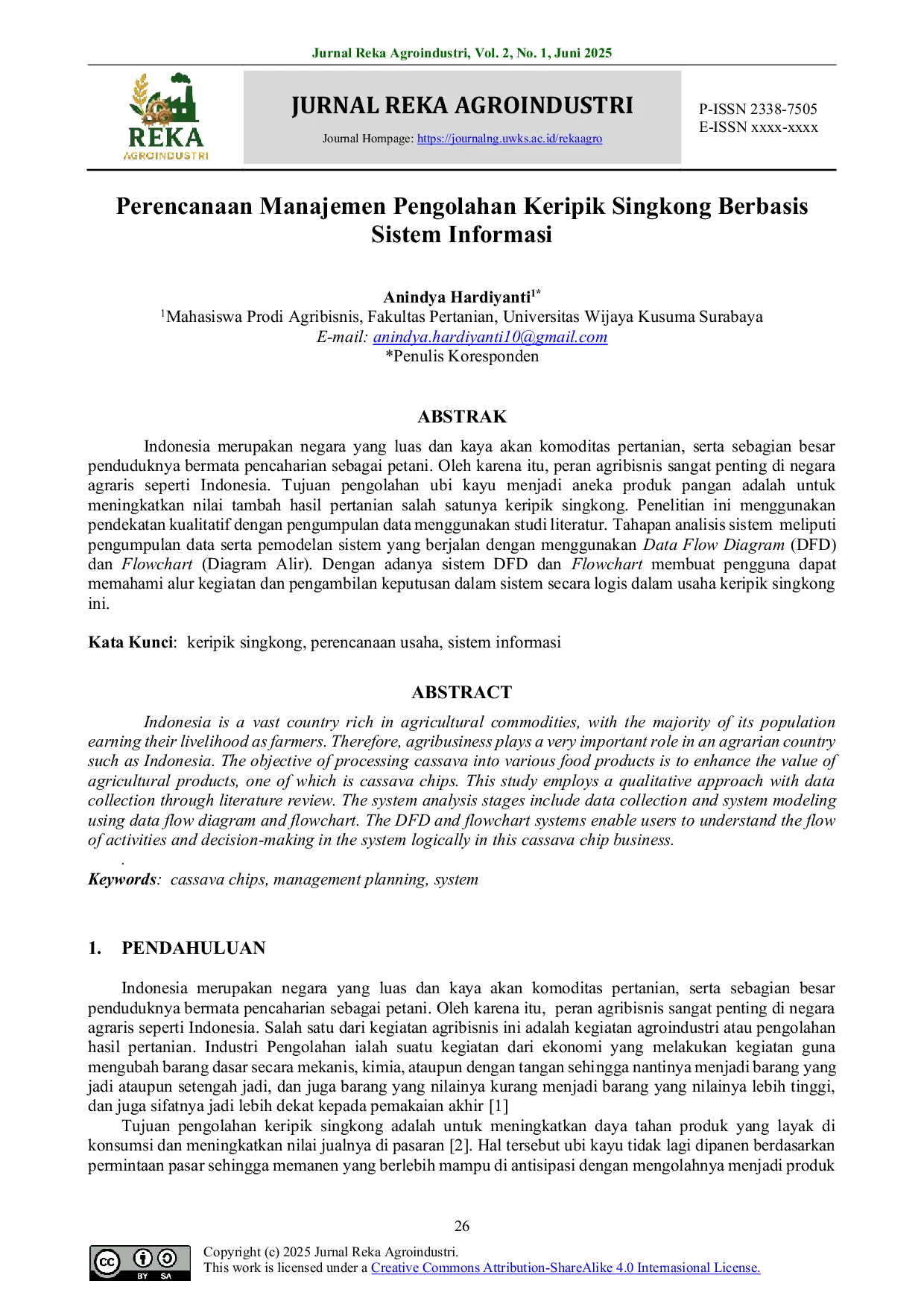 JURIS Perencanaan Manajemen Pengolahan Keripik Singkong Berbasis Sistem Informasi