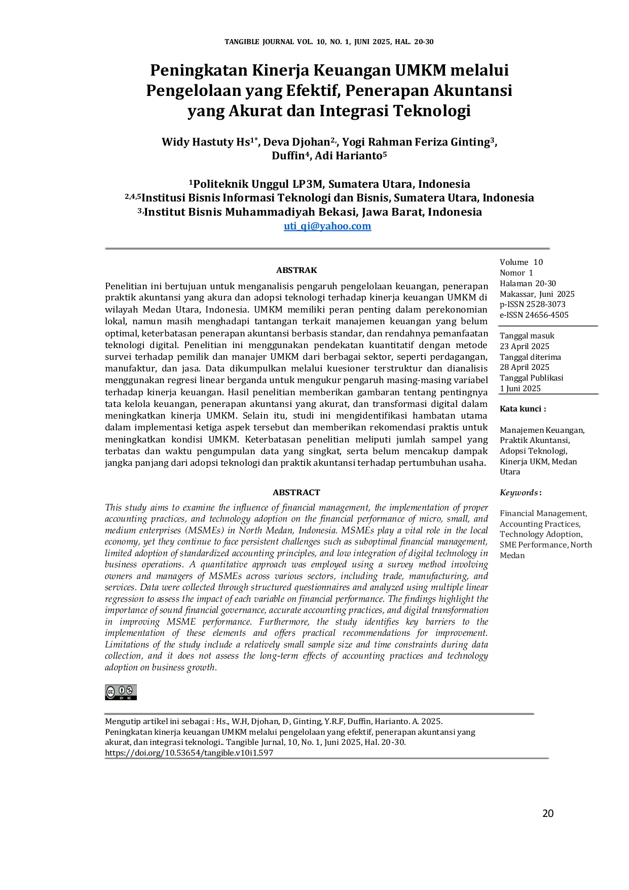 JURIS Peningkatan Kinerja Keuangan UMKM melalui Pengelolaan yang Efektif Penerapan Akuntansi yang Akurat dan Integrasi Teknologi