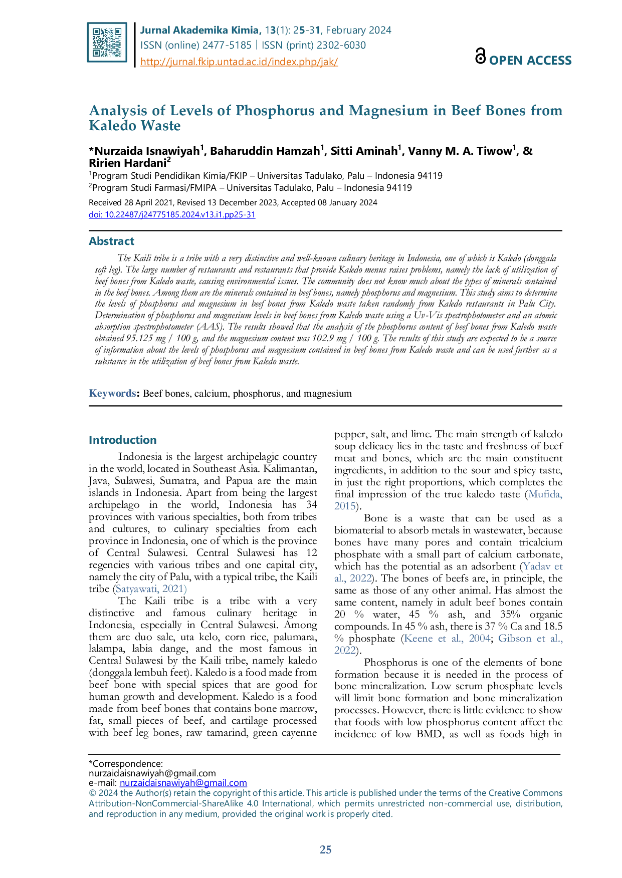 JURIS Analysis of Levels of Phosphorus and Magnesium in Beef Bones from Kaledo Waste