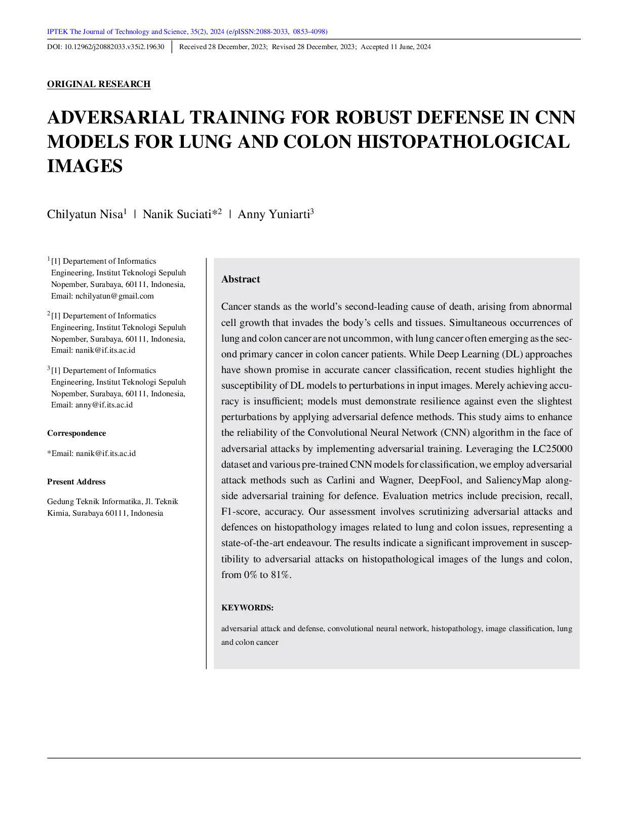 JURIS Adversarial Training For Robust Defense In Cnn Models For Lung And Colon Histopathological Images