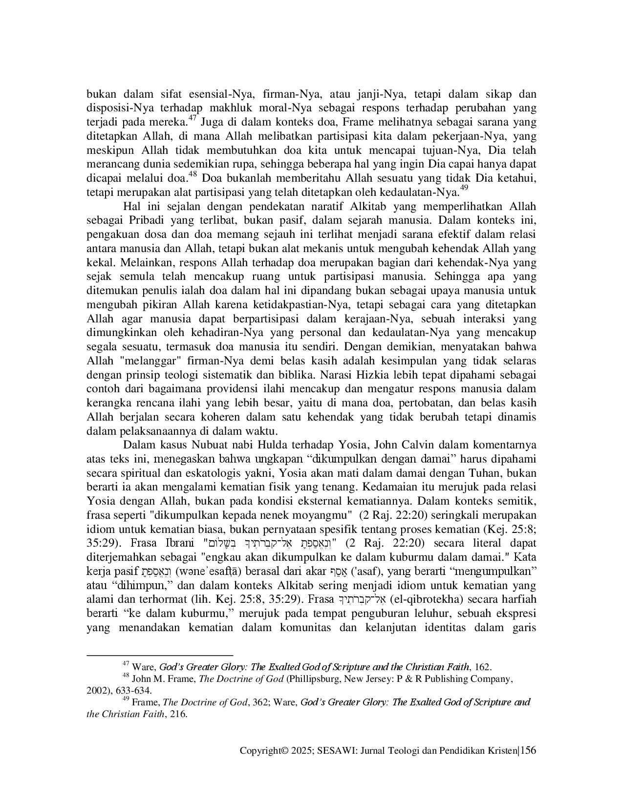 juris Relasionalitas Ilahi Dan Secondary Causes Analisis Naratif Sistematik Terhadap Ketegangan Teologis Dalam Kitab 2 Raja Raja