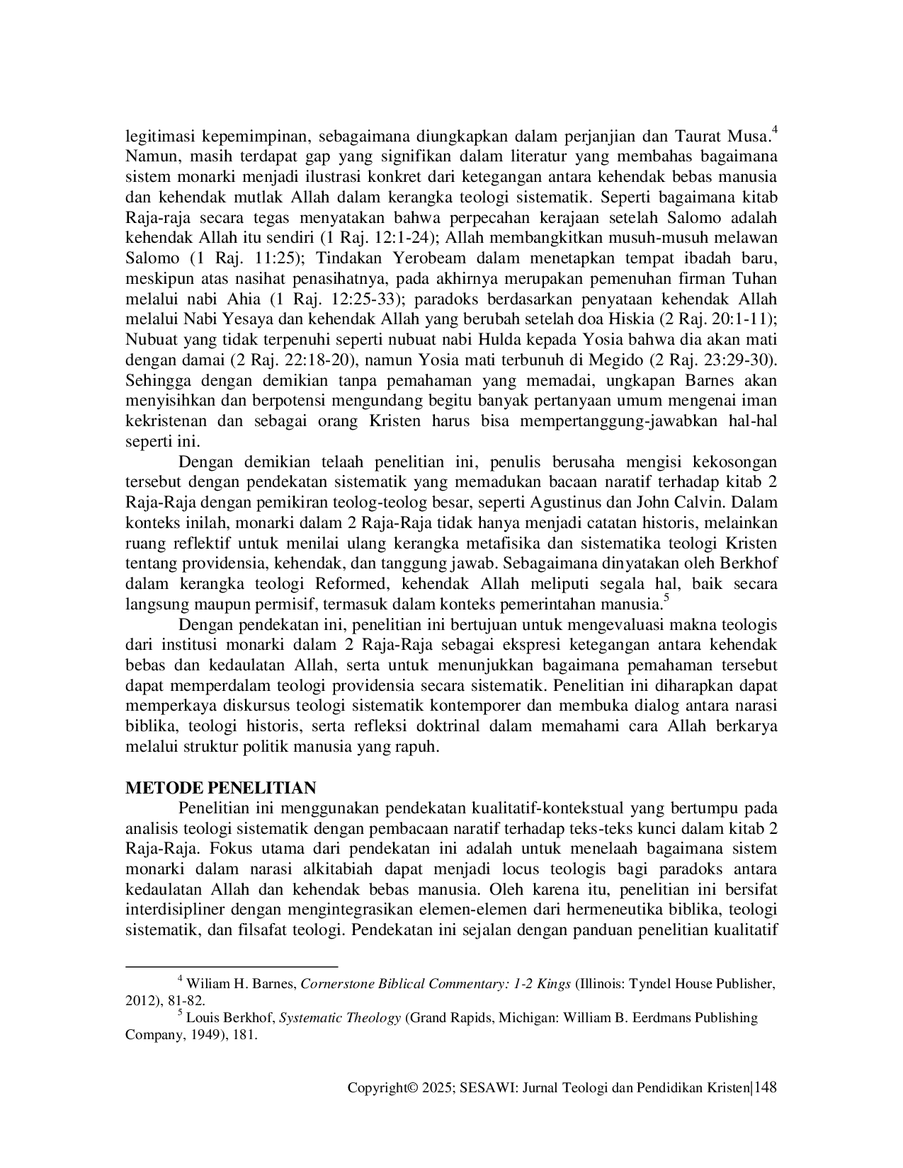 juris Relasionalitas Ilahi Dan Secondary Causes Analisis Naratif Sistematik Terhadap Ketegangan Teologis Dalam Kitab 2 Raja Raja