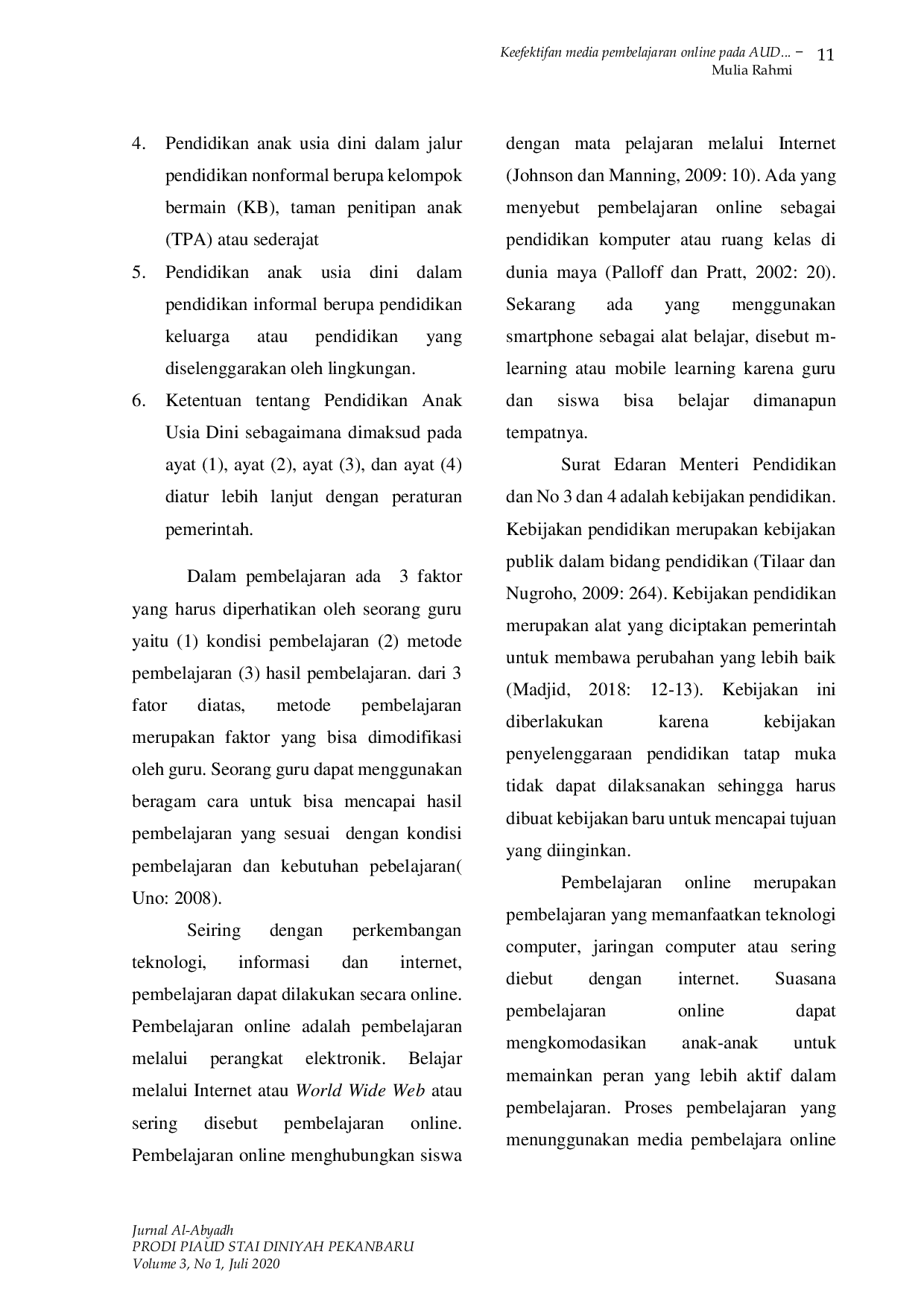 JURIS Keefektivan Media Pembelajaran Online Pada Anak Usia Dini Di Masa Pandemi Covid 19