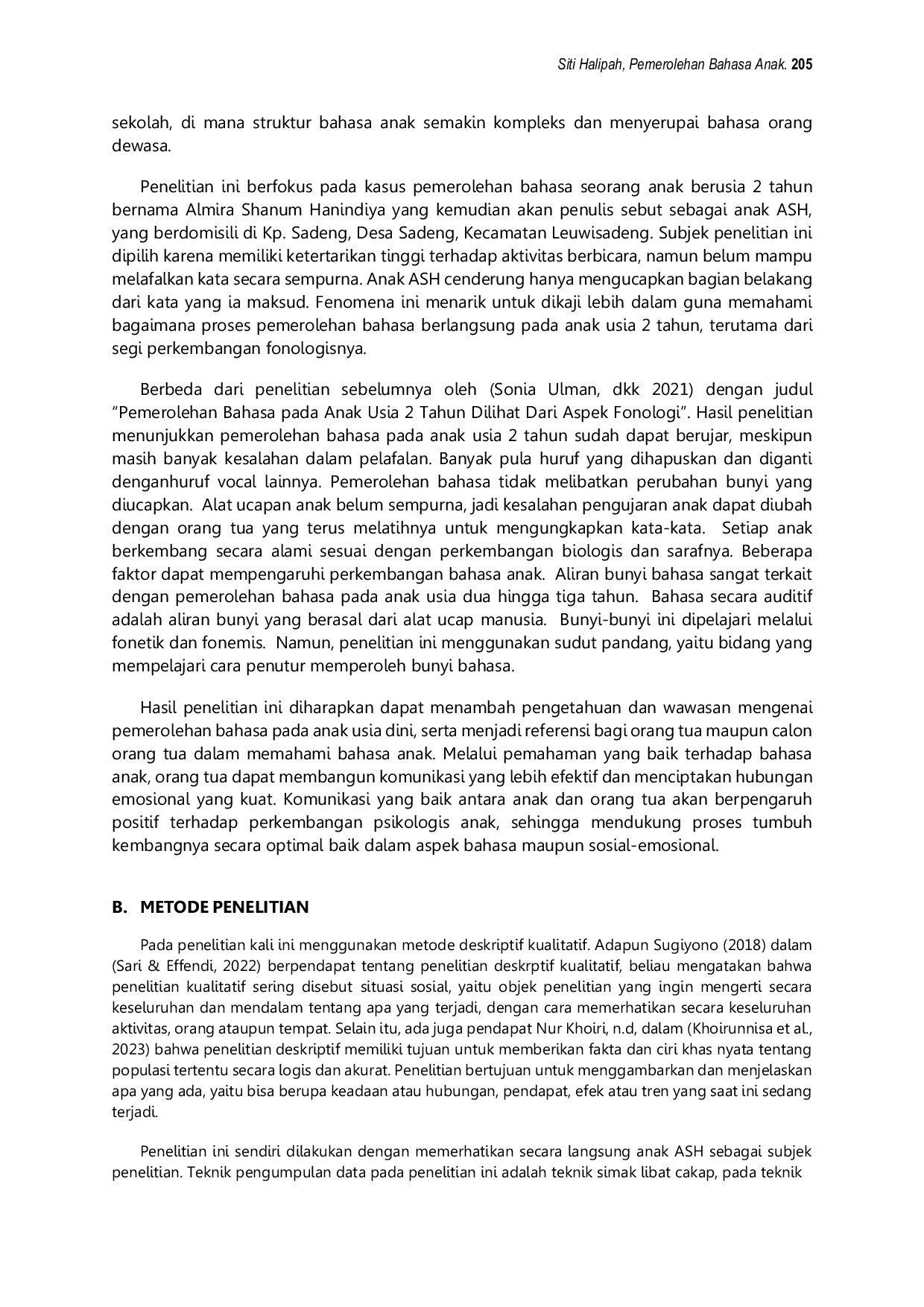 JURIS Pemerolehan Bahasa Anak Usia 2 Tahun Studi Kasus Almira Shanum Hanindiya