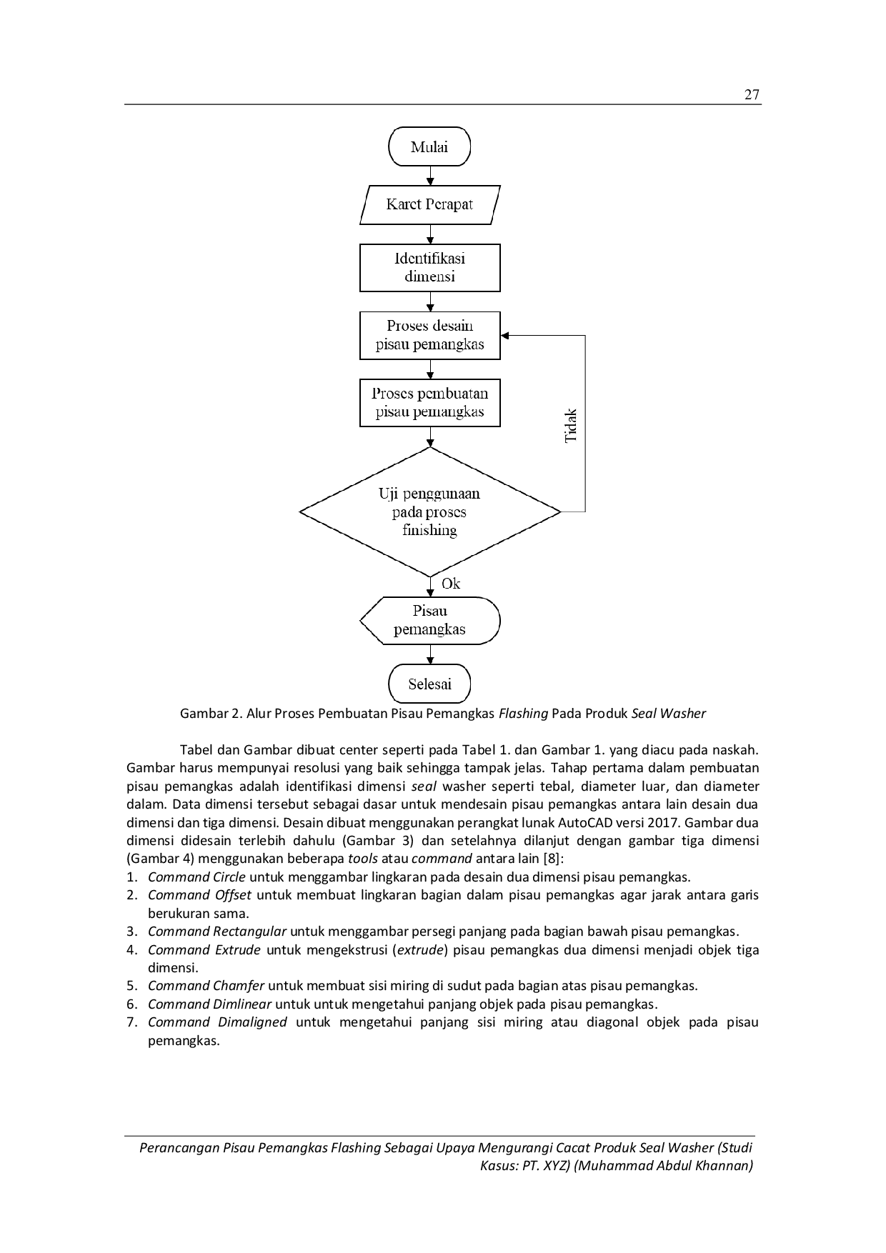 JURIS Perancangan Pisau Pemangkas Flashing Sebagai Upaya Mengurangi Cacat Produk Seal Washer Studi Kasus PT XYZ