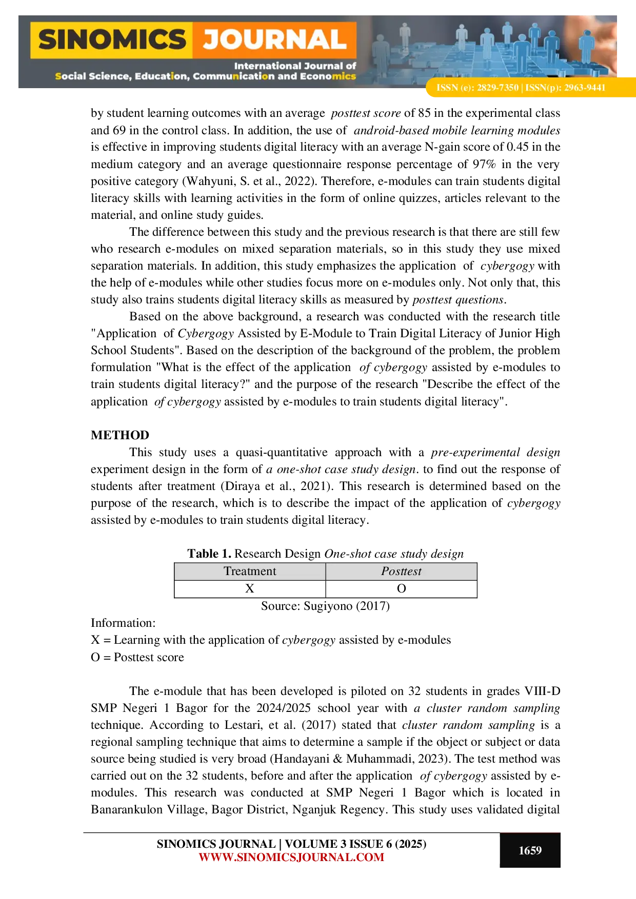 JURIS Application of Cybergogy Assisted E Module to Train Digital Literacy Studies in Junior High School Students