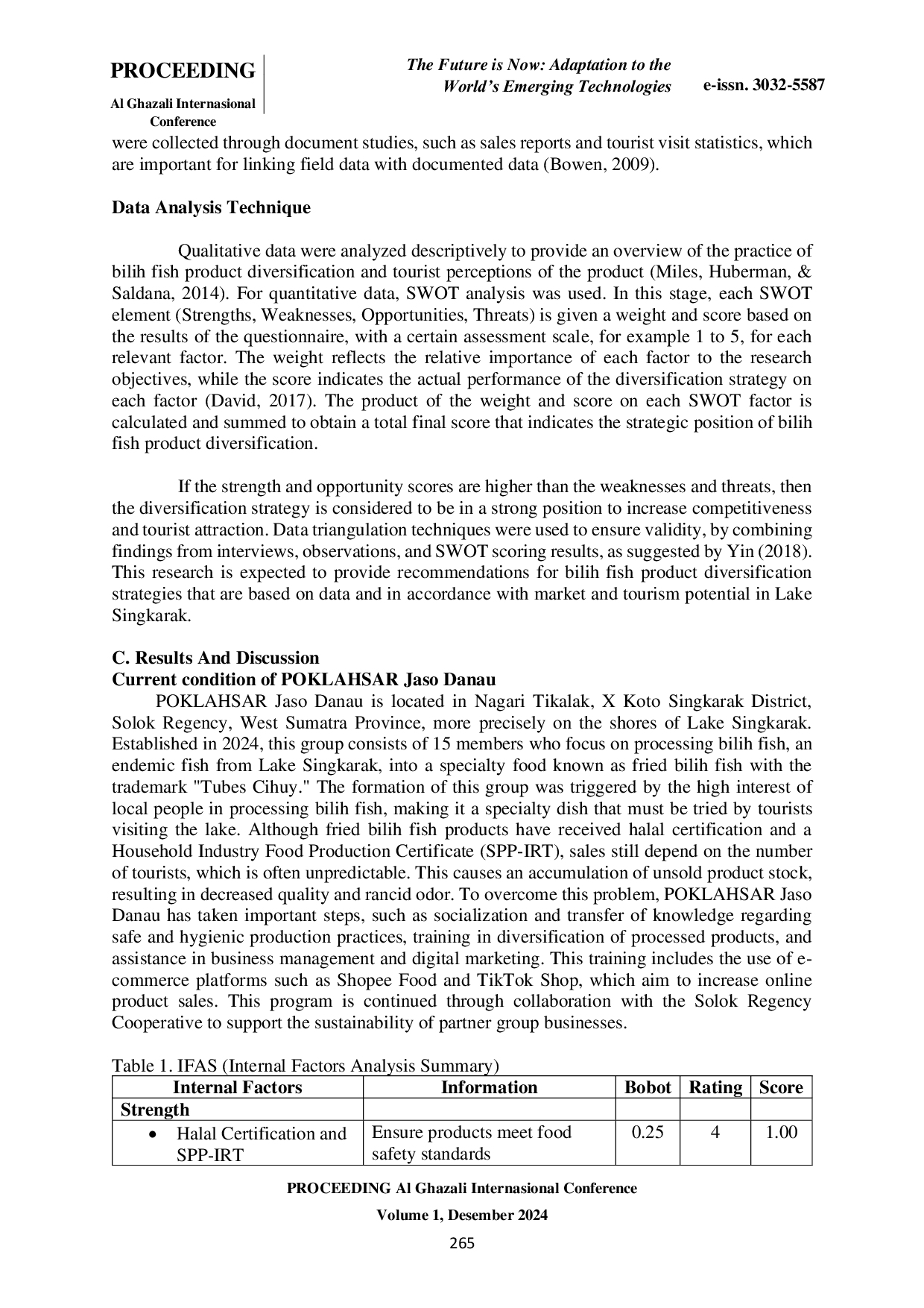 JURIS Diversifikasi Strategi Produk Ikan Bilih Khusus untuk Danau Singkarak untuk Meningkatkan Daya Saing Pasar dan Daya Tarik Pariwisata