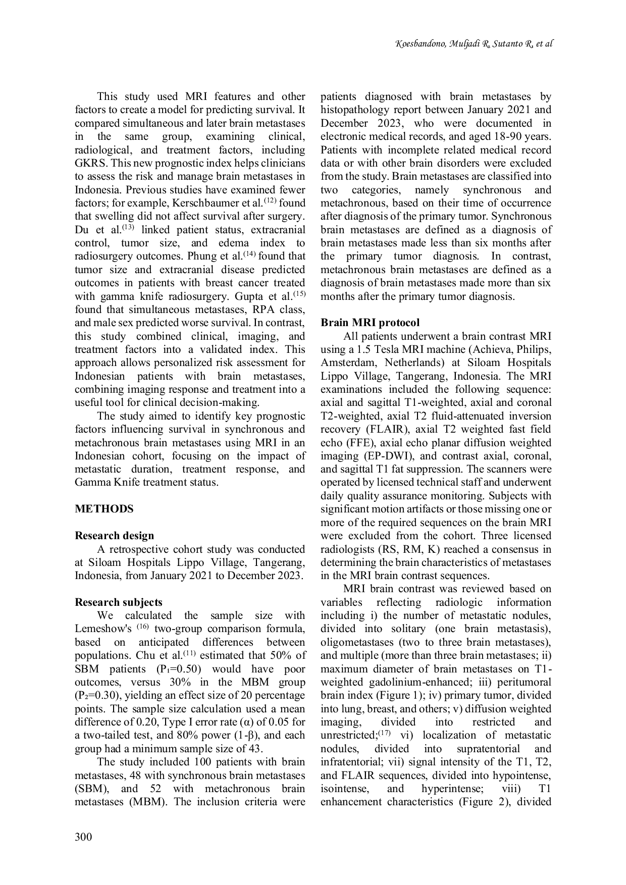 JURIS Prognostic factors of brain metastases affecting survival an Indonesian cohort