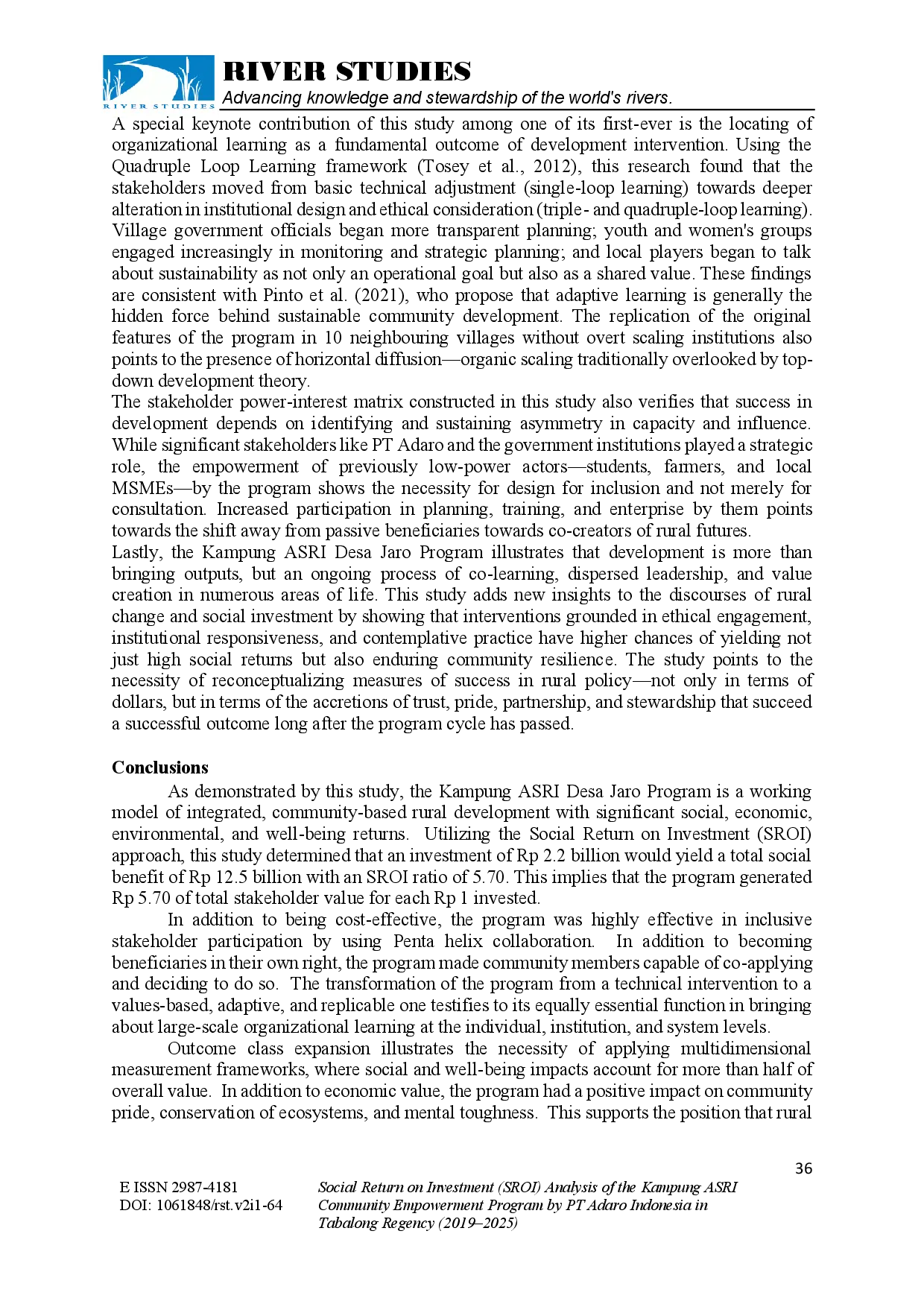 juris Social Return on Investment SROI Analysis of the Kampung ASRI Community Empowerment Program by PT Adaro Indonesia in Tabalong Regency 2019 2025
