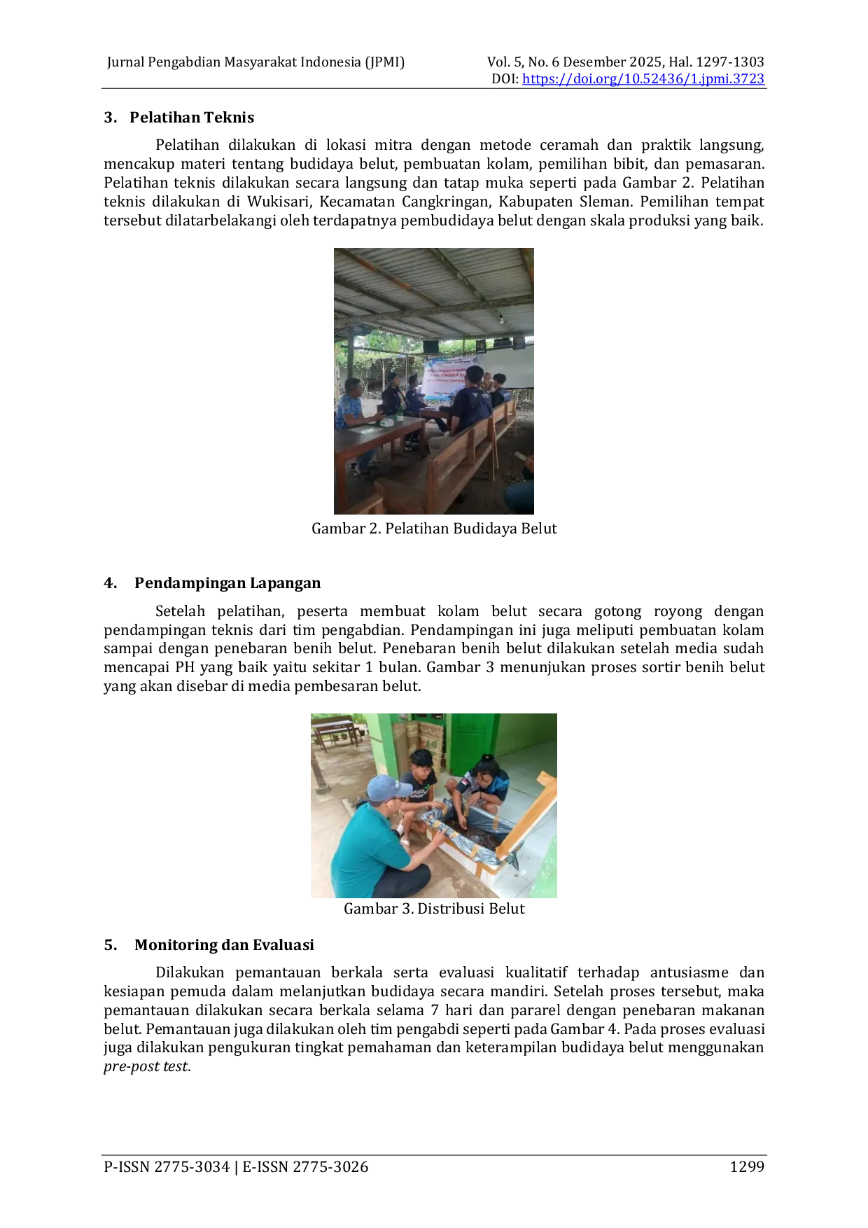 JURIS Pelatihan Budidaya Belut Menggunakan Media Lumpur Terkonsentrasi dalam Upaya Mengentaskan Kemiskinan Ekstrem di KOKAP Kulonprogo