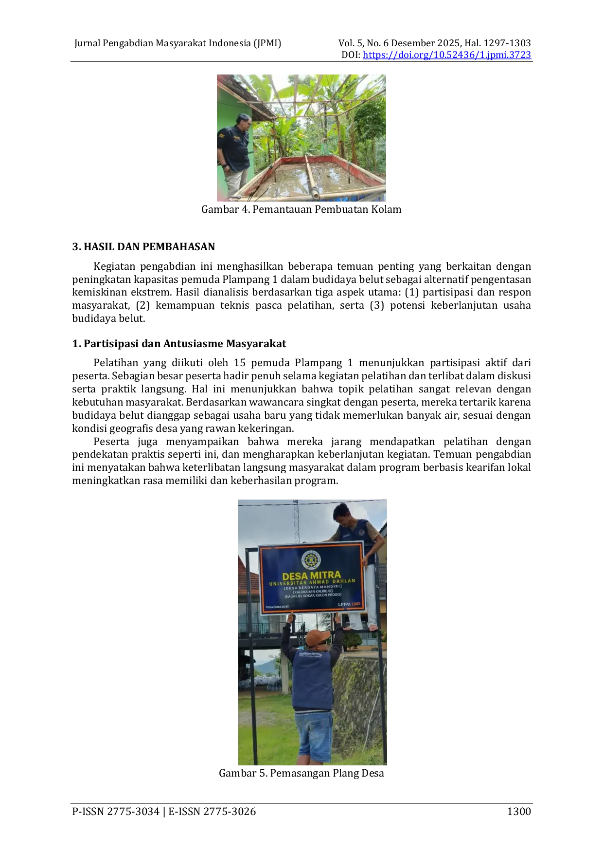 JURIS Pelatihan Budidaya Belut Menggunakan Media Lumpur Terkonsentrasi dalam Upaya Mengentaskan Kemiskinan Ekstrem di KOKAP Kulonprogo