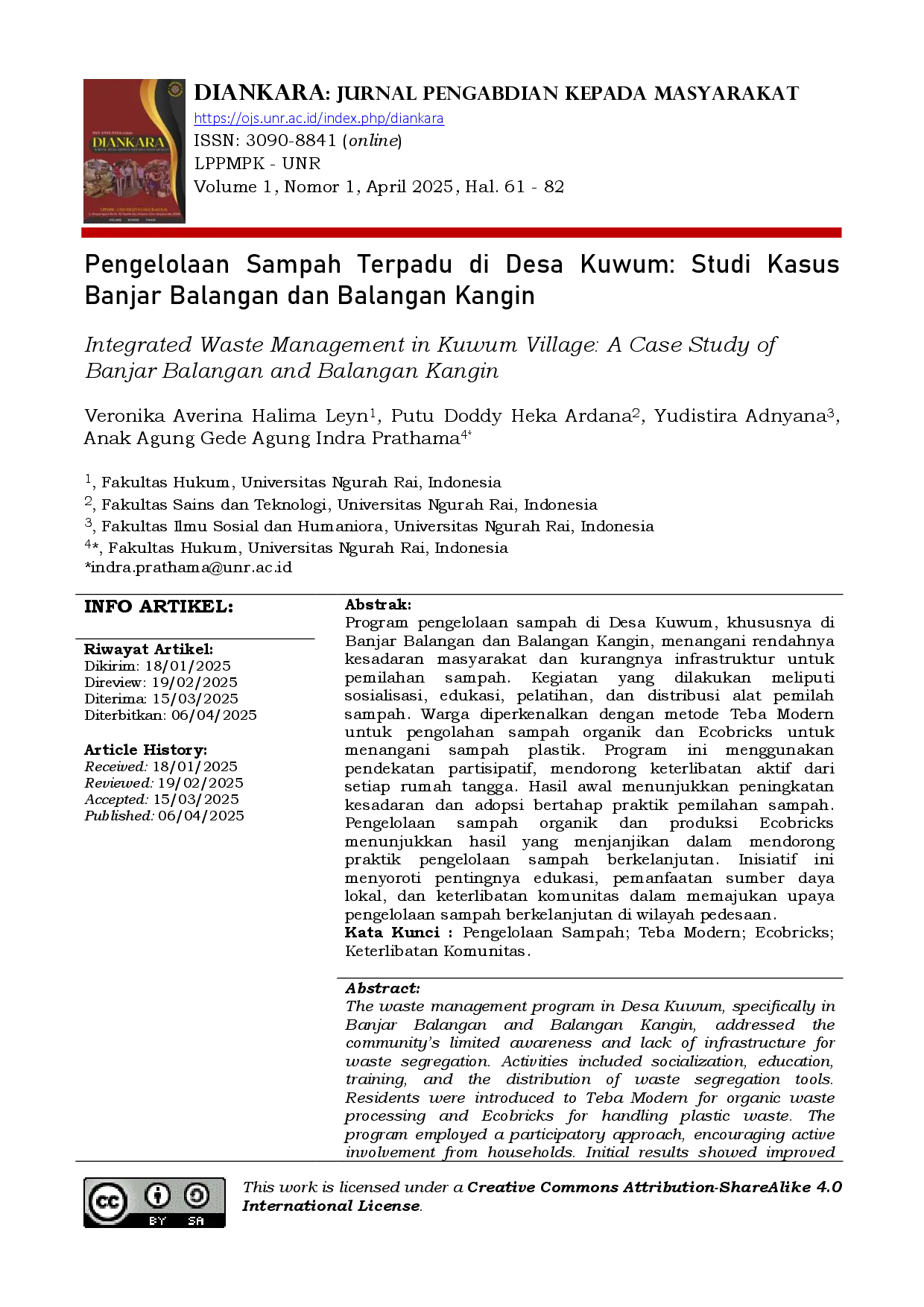 juris Integrated Waste Management in Kuwum Village A Case Study of Banjar Balangan and Balangan Kangin