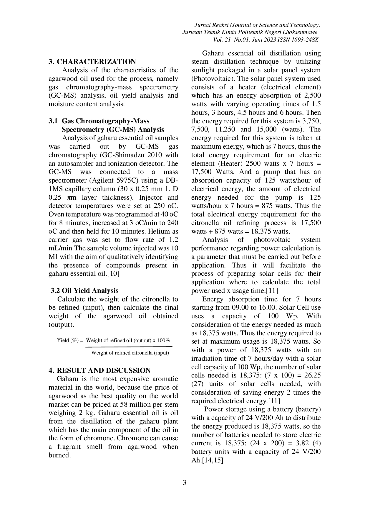 JURIS Modeling Of Photovoltaic Panels For Gaharu Essential Oil Distillation Systems