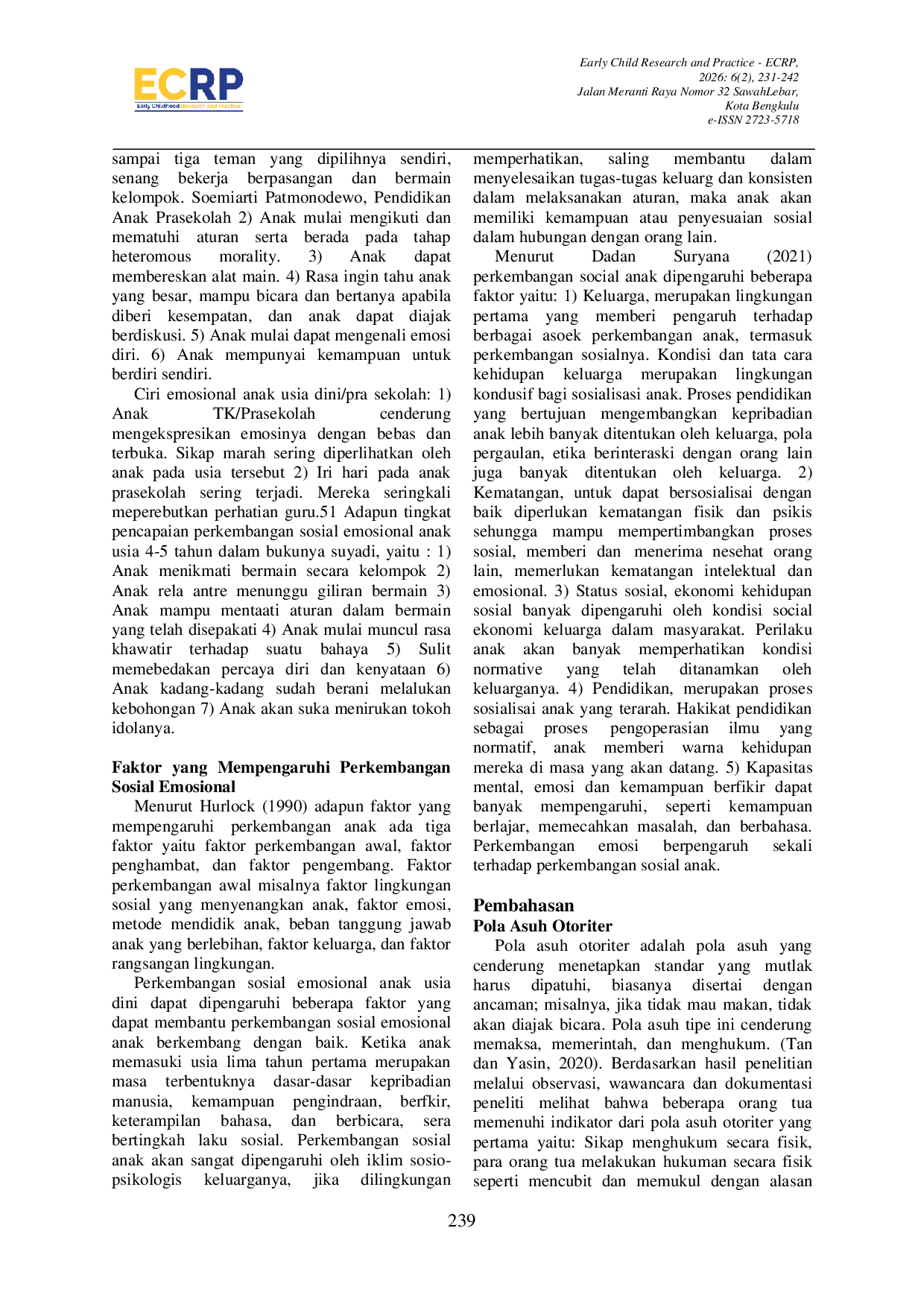 JURIS Analisis Pola Asuh Orangtua Terhadap Sosial Emosional Generasi Alpha