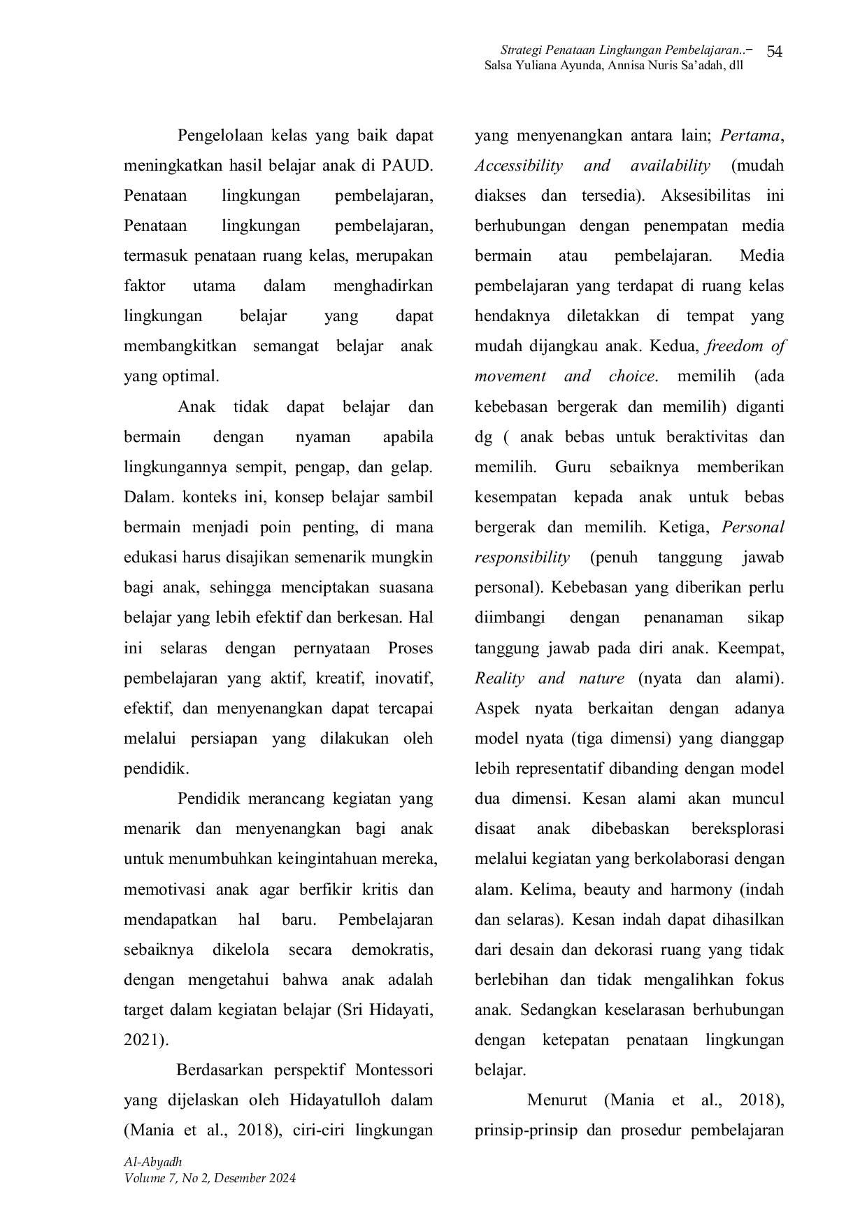 JURIS Strategi Penataan Lingkungan Pembelajaran Dalam Meningkatkan Semangat Belajar di Pendidikan Anak Usia Dini