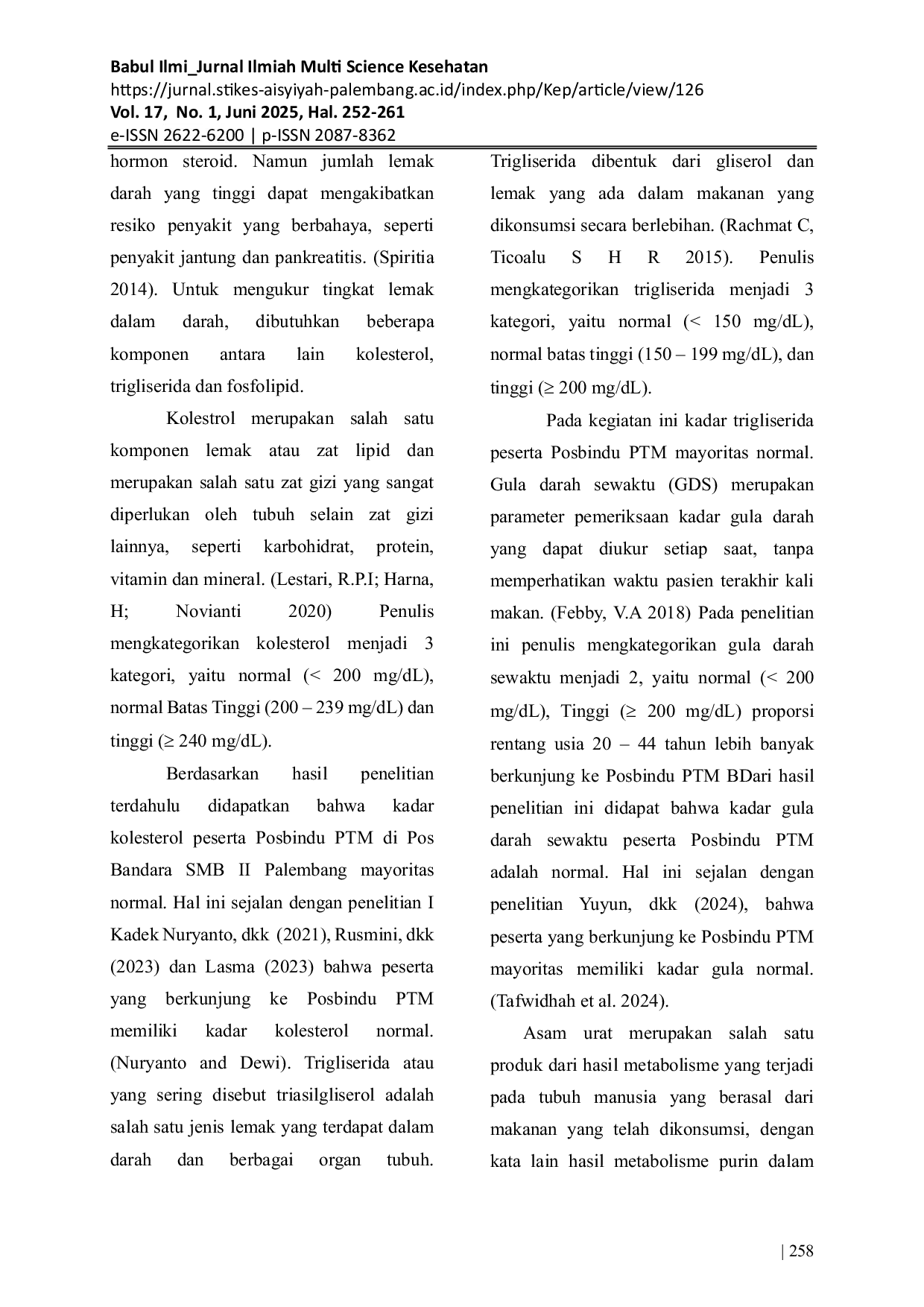 JURIS Kajian Deskriptif Tentang Posbindu Penyakit Tidak Menular Di Pos Bandara Smb Ii Palembang Bkk Kelas I Palembang