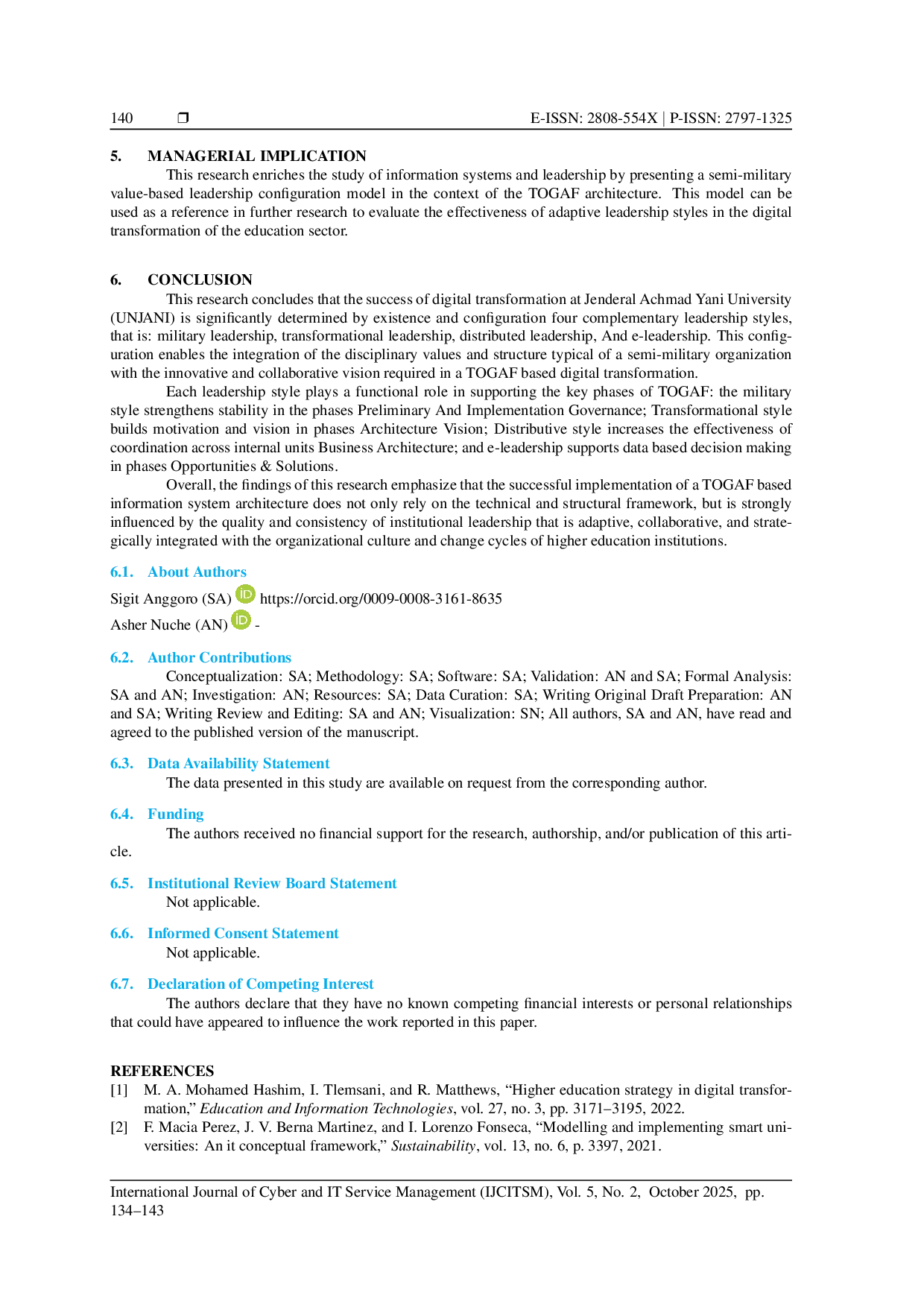 JURIS Leadership Configurations Supporting Togaf Based Information System Architecture At Jenderal Achmad Yani University