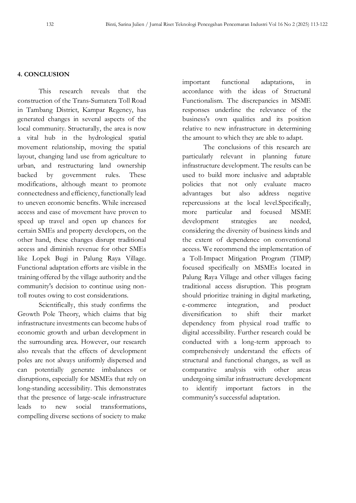 JURIS Sociological Analysis of Pekanbaru Kampar Agglomeration s Response to Infrastructure Development A Structural and Functional Analysis
