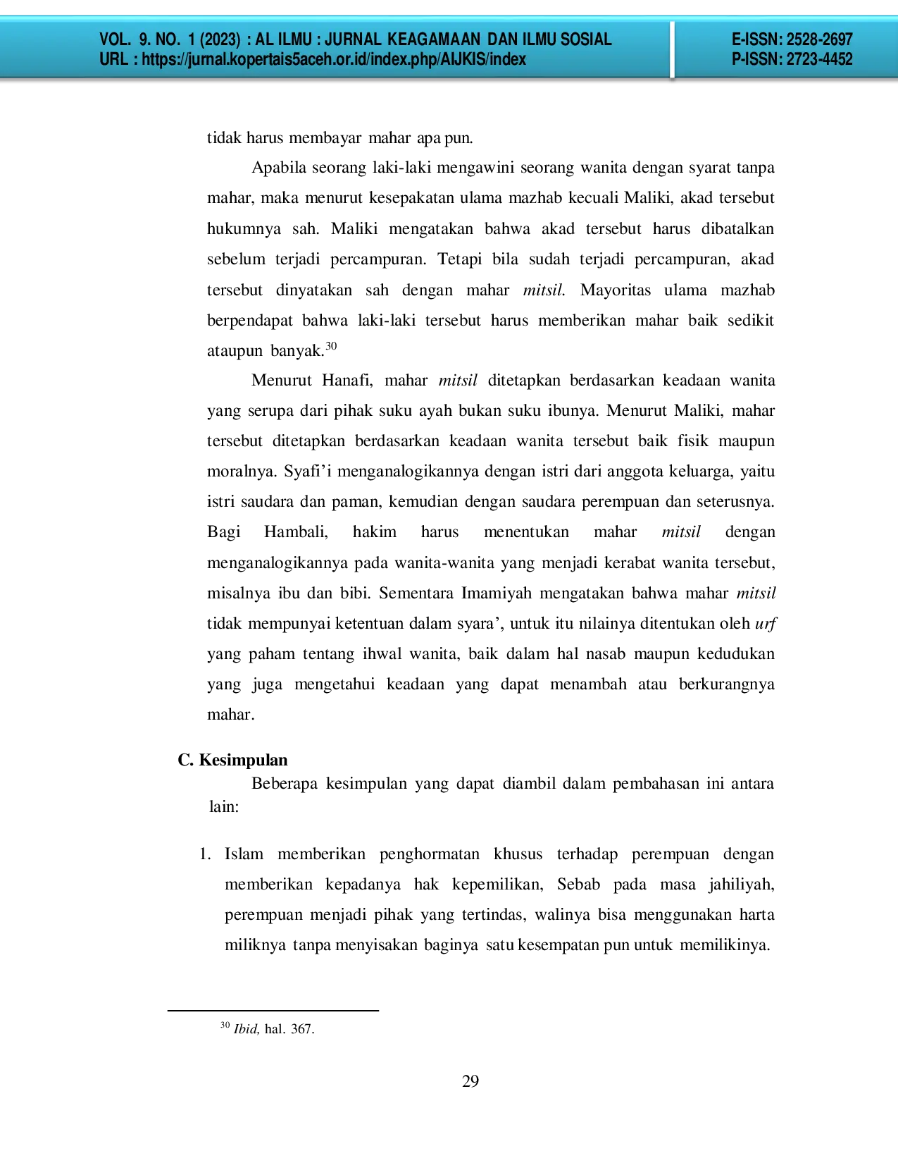 JURIS Mahar Musamma dan Mahar Mitsil dalam Pelaksanaan Perkawinan