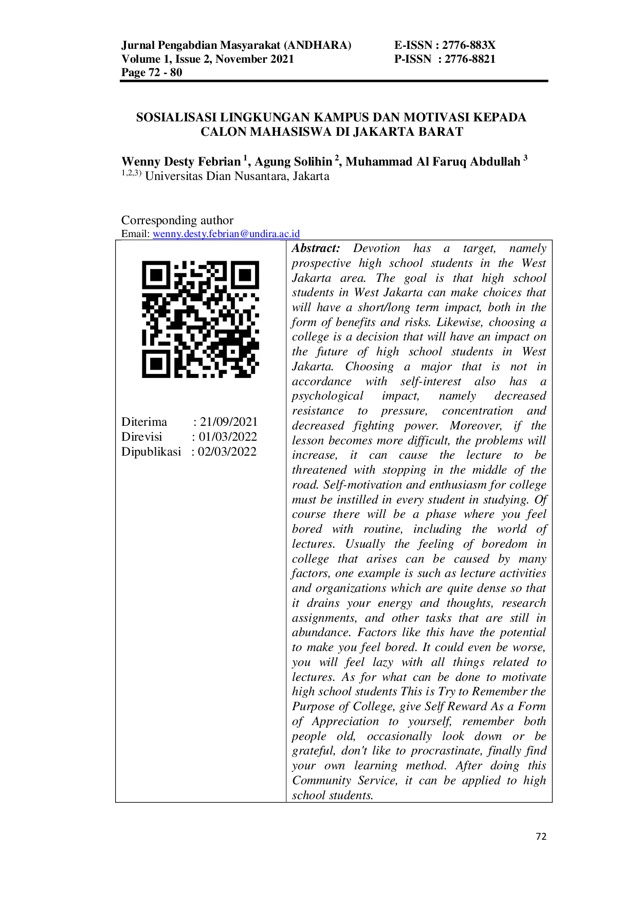 JURIS A SOSIALISASI LINGKUNGAN KAMPUS DAN MOTIVASI KEPADA CALON MAHASISWA DI JAKARTA BARAT SOSIALISASI LINGKUNGAN KAMPUS DAN MOTIVASI KEPADA CALON MAHASISWA DI JAKARTA BARAT