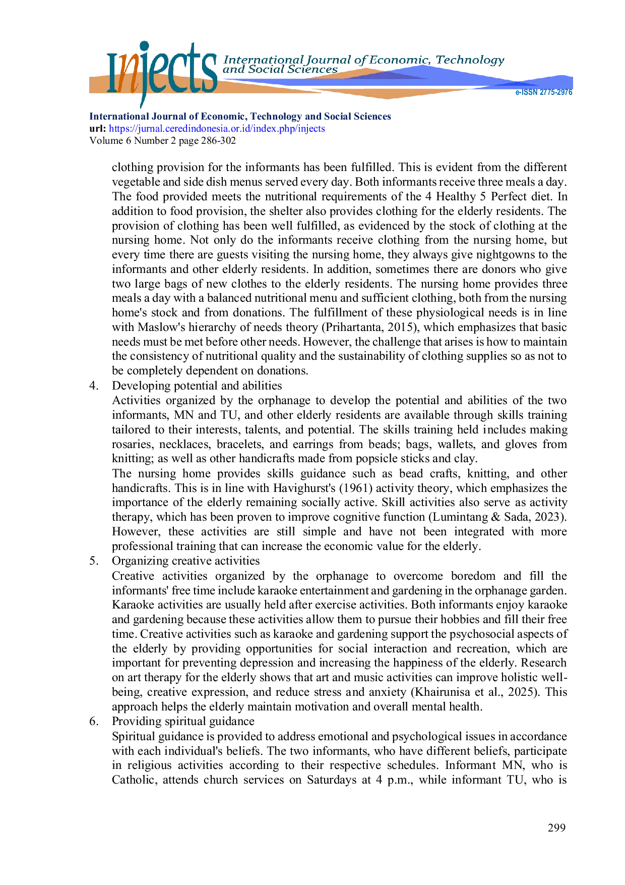 JURIS Social Services for Neglected Elderly at Tresna Werdha Harapan Ibu Social Institution in Semarang City